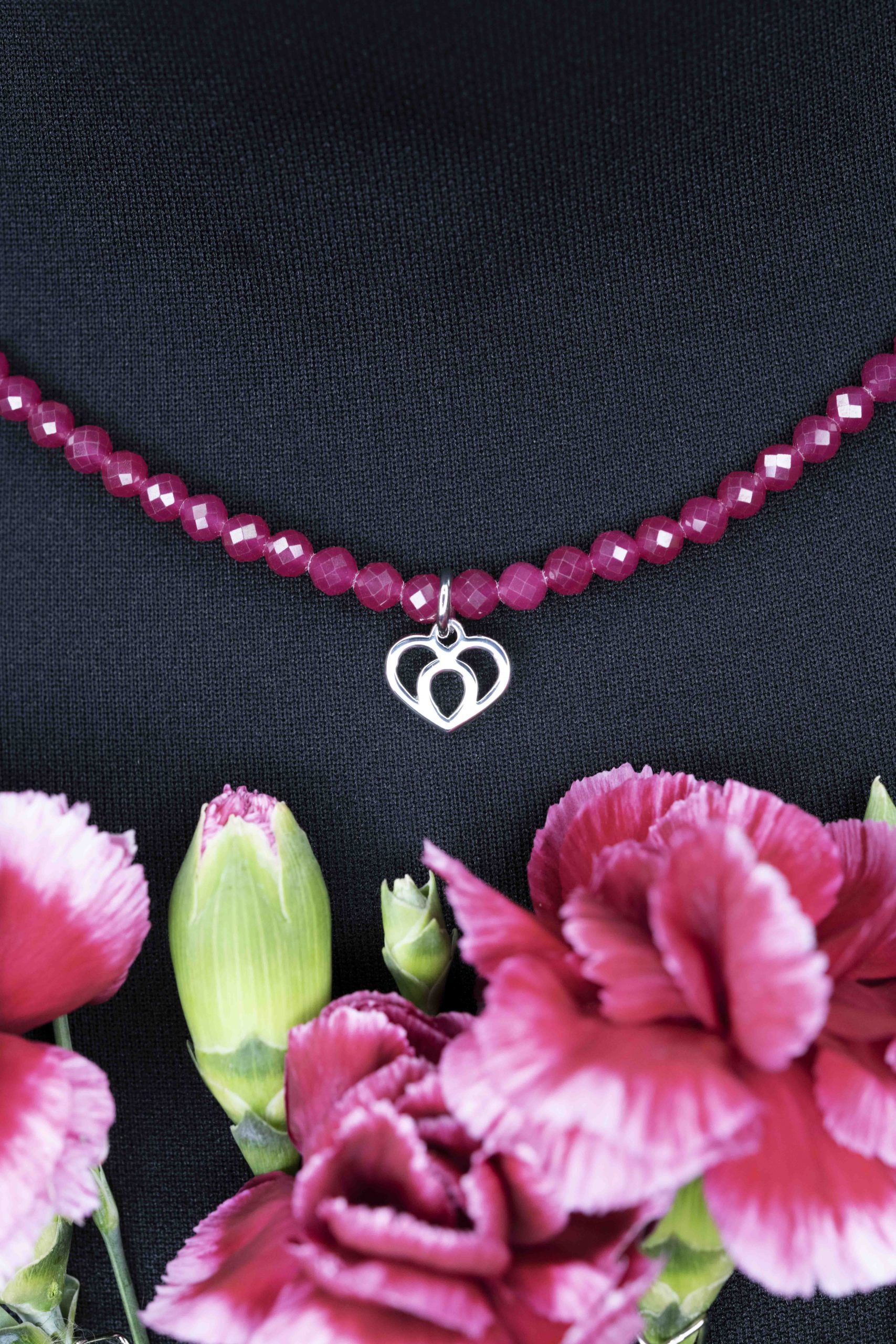 Náhrdelník - srdiečko Polomka 1  + rubínový korund 1