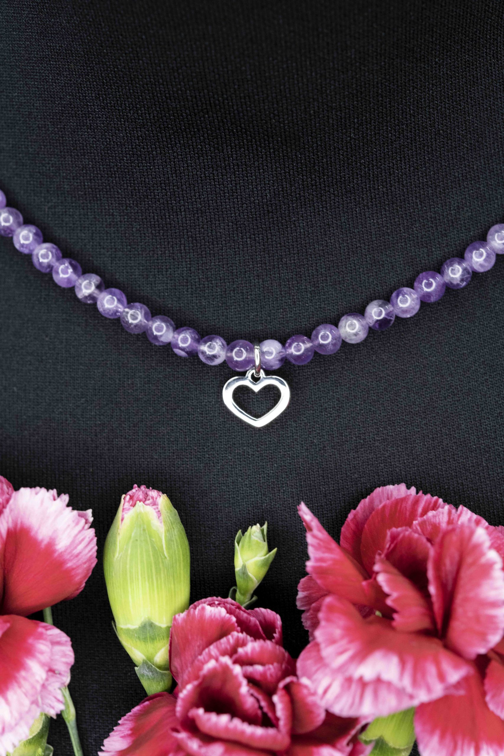 Náhrdelník - srdiečko Závadka 2  + ametyst