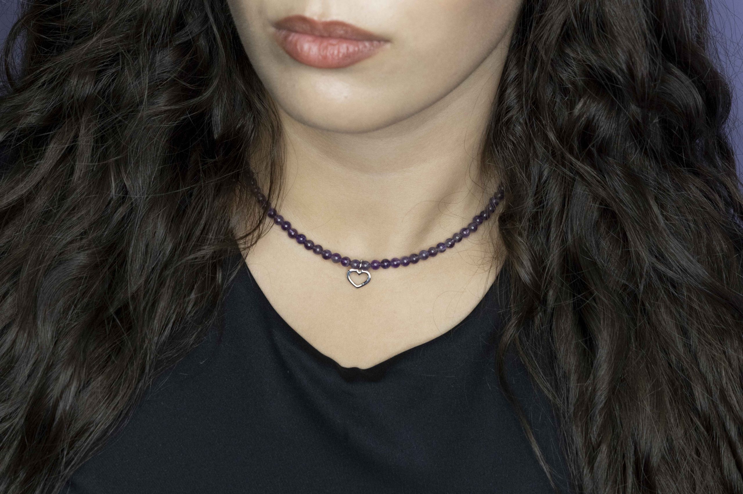 Náhrdelník - srdiečko Závadka 2  + ametyst
