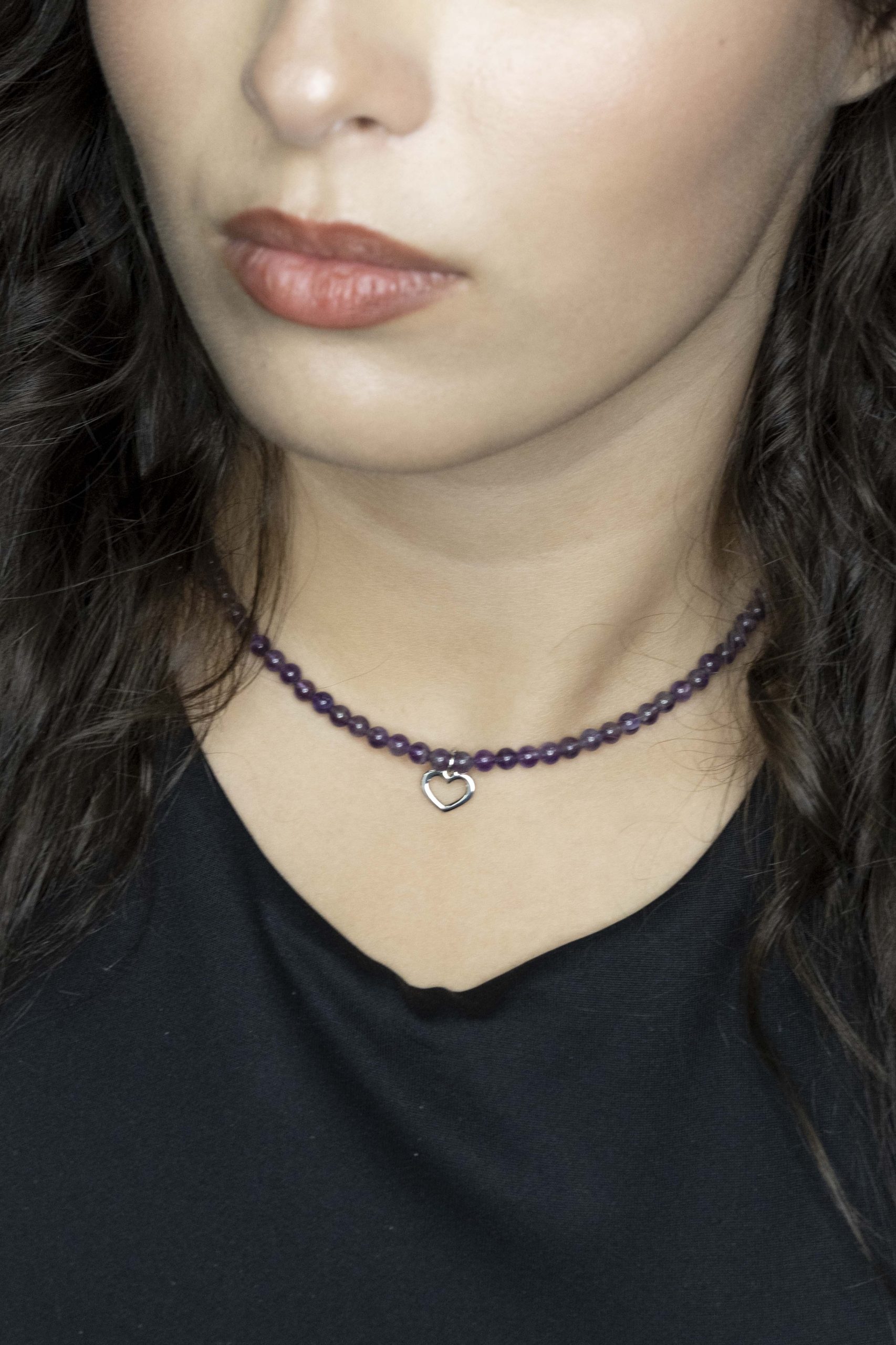 Náhrdelník - srdiečko Závadka 2  + ametyst