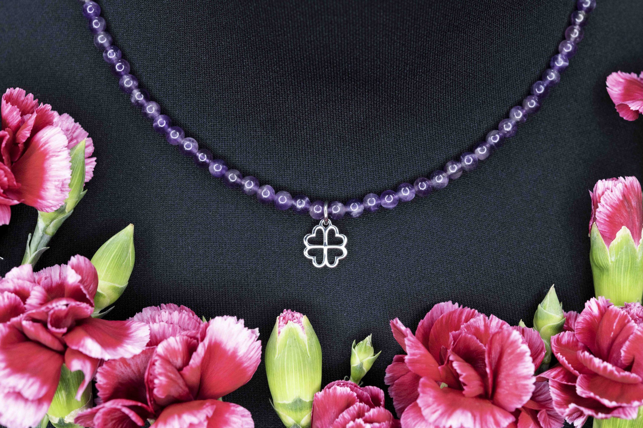 Náhrdelník - štvorlístok Závadka 2  + ametyst