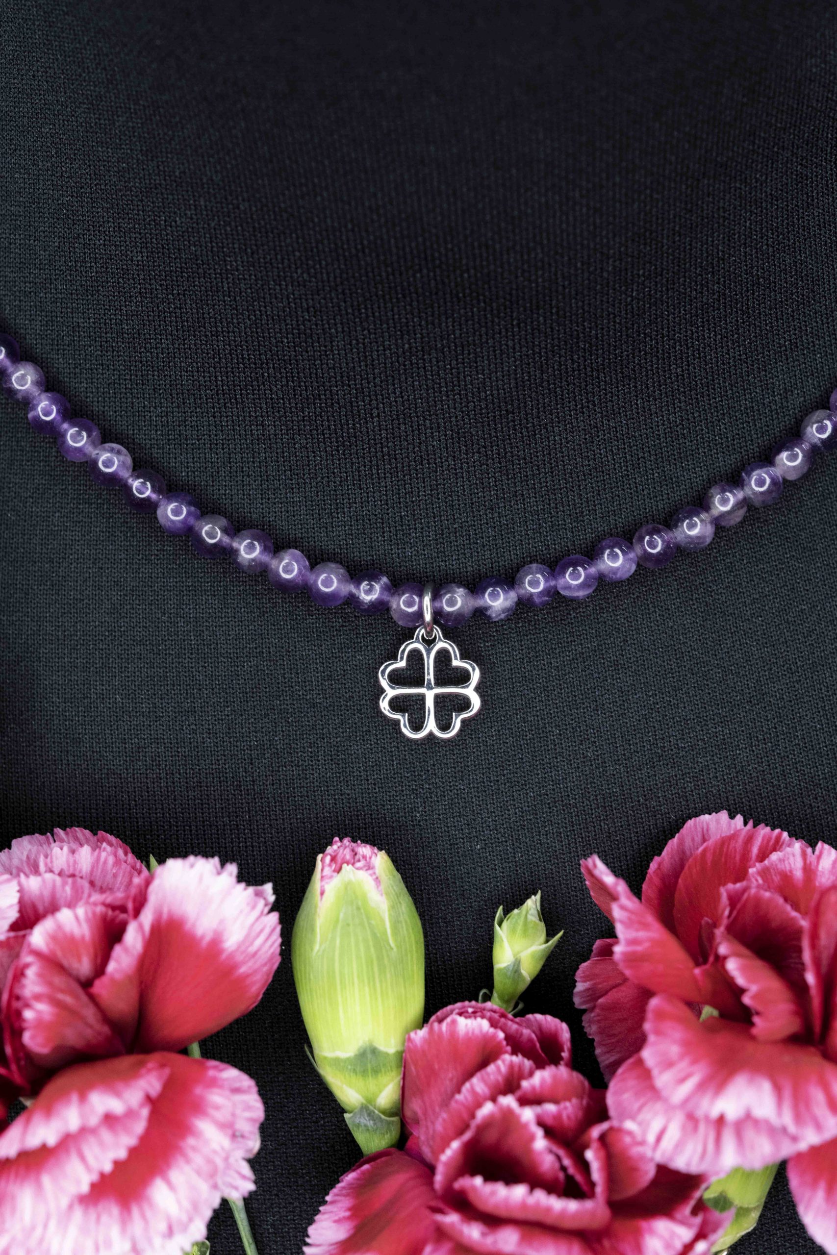 Náhrdelník - štvorlístok Závadka 2  + ametyst