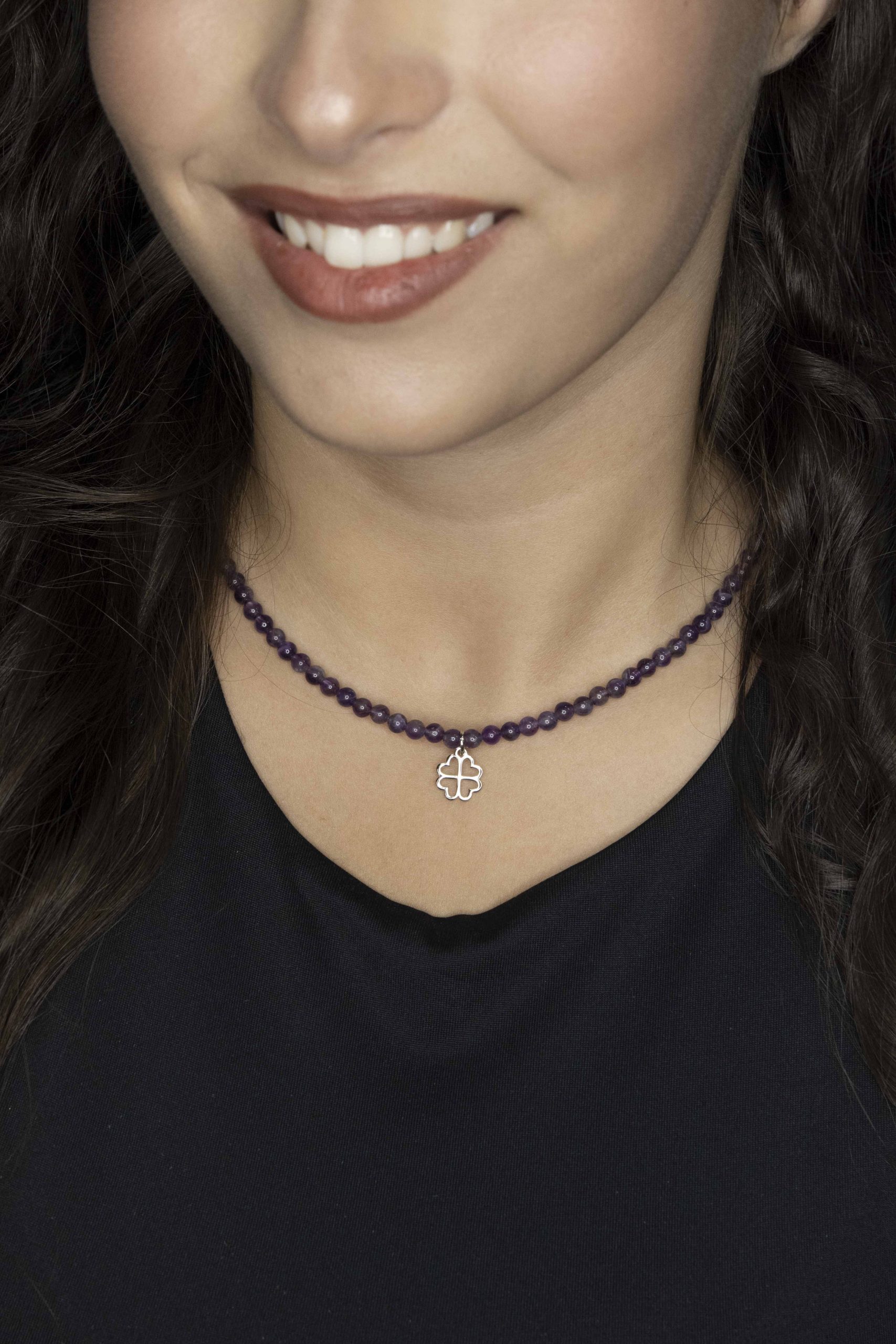 Náhrdelník - štvorlístok Závadka 2  + ametyst