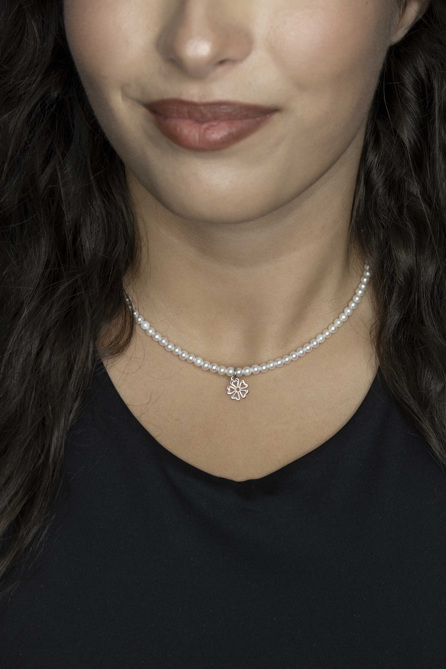 Náhrdelník - Vajnory kvietok +biele sladkovodné perly