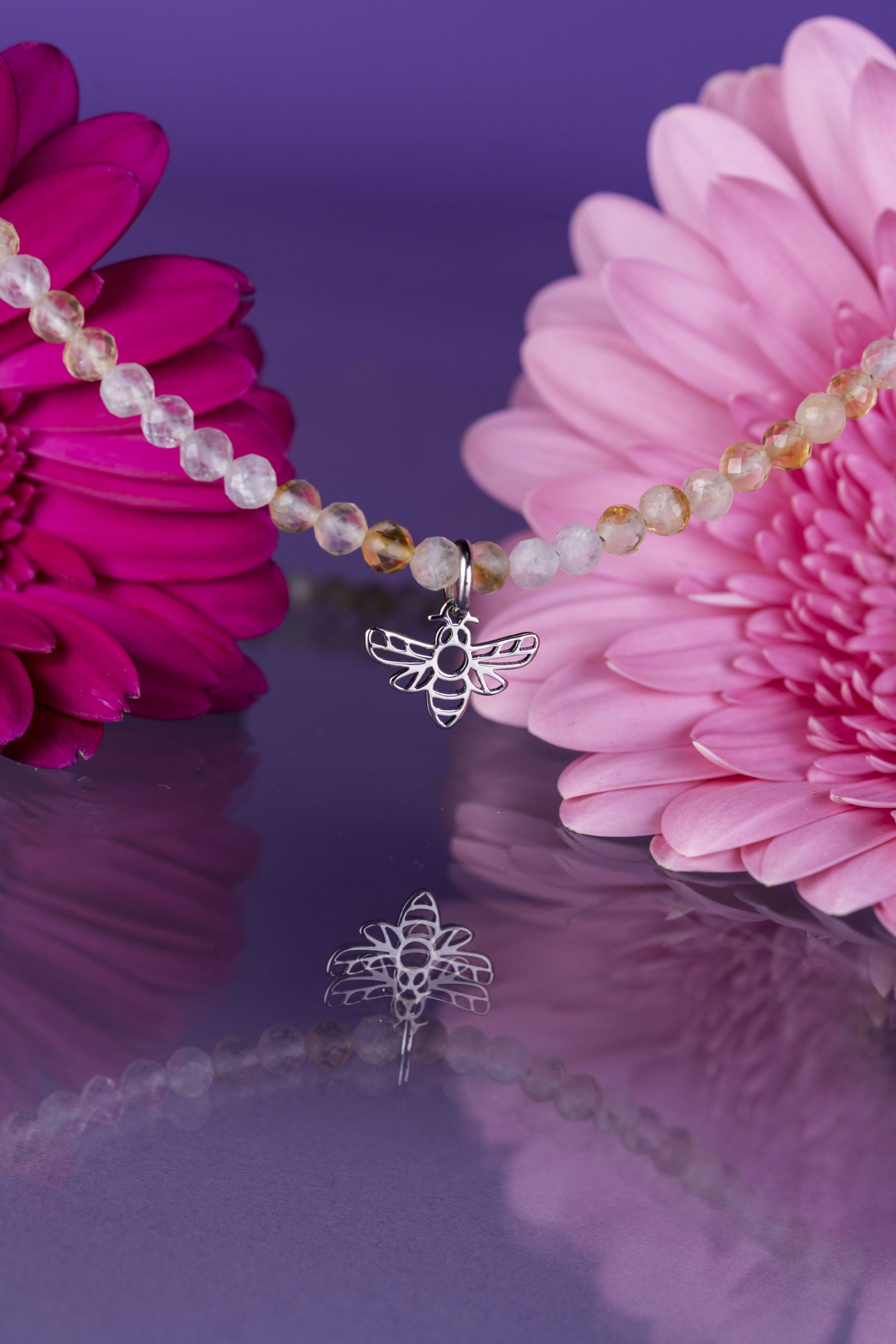 Náhrdelník - včela MINI + brúsený citrín