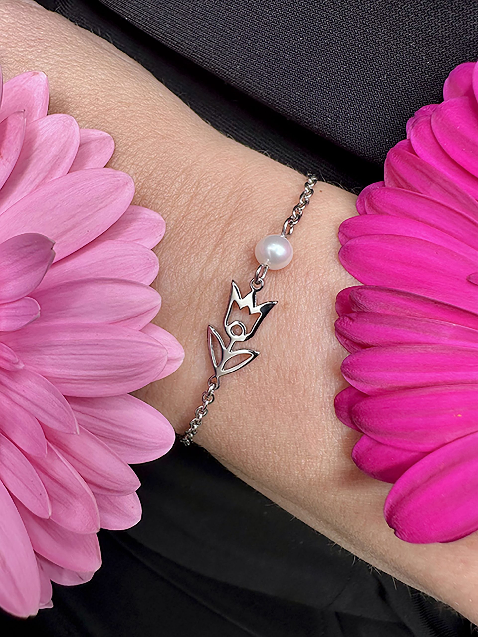 Náramok zvonček Polomka - retiazka + perla