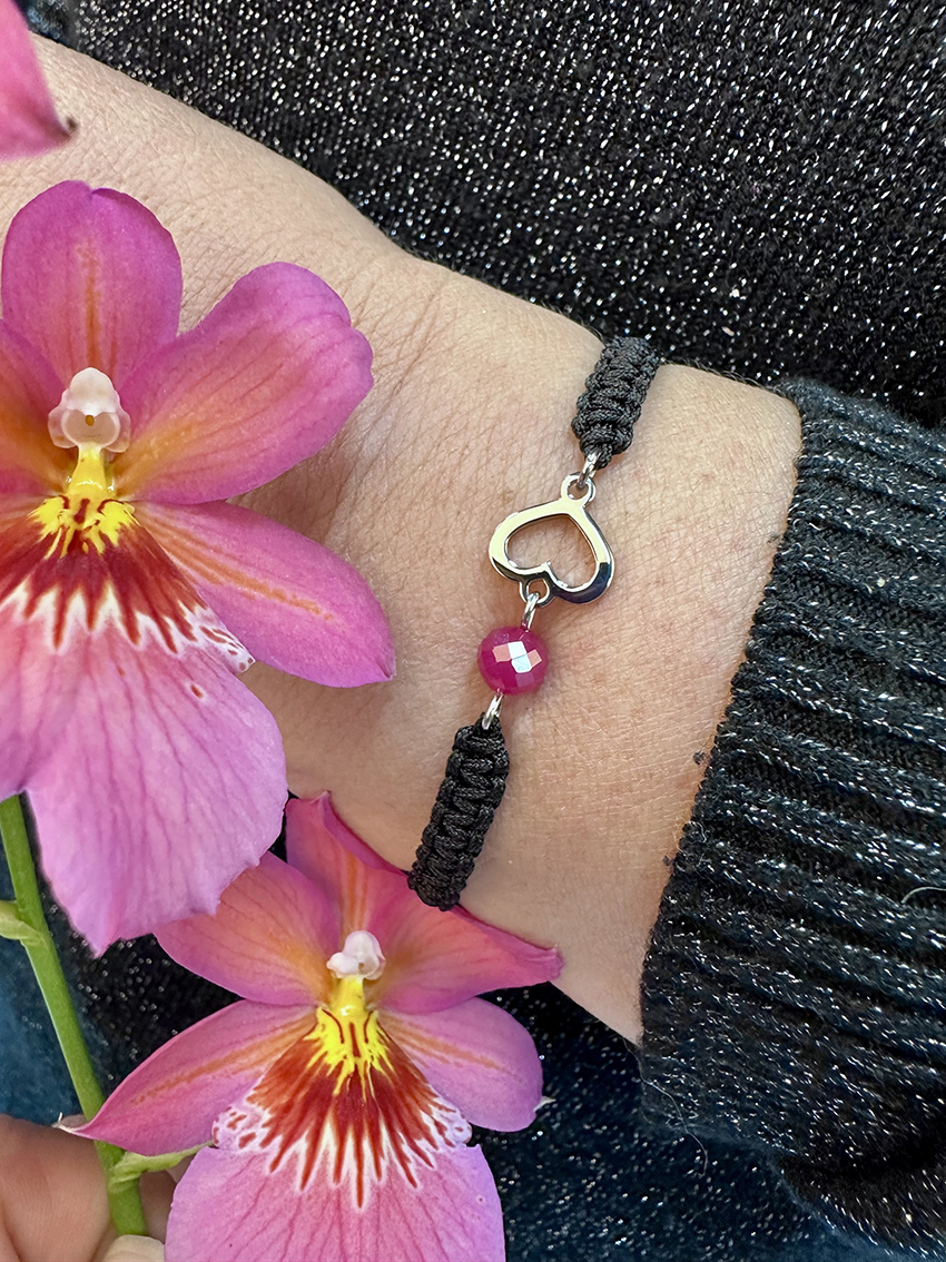 Náramok srdiečko Polomka MINI+ rubínový korund