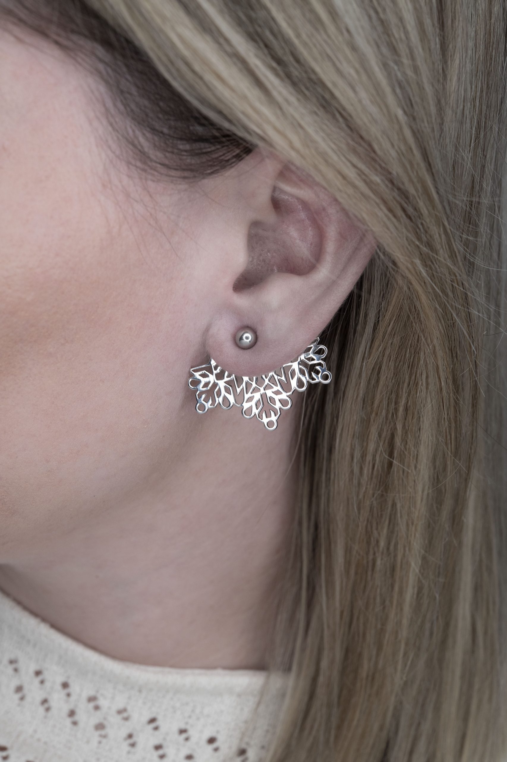 Záušnice Pohorelá hviezda ornament -  vejárik 1