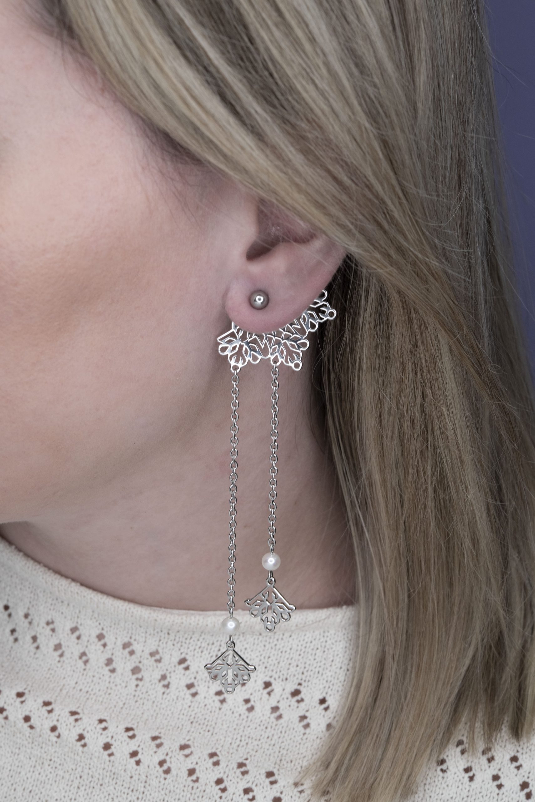 Záušnice Pohorelá hviezda ornament -  vejárik 2