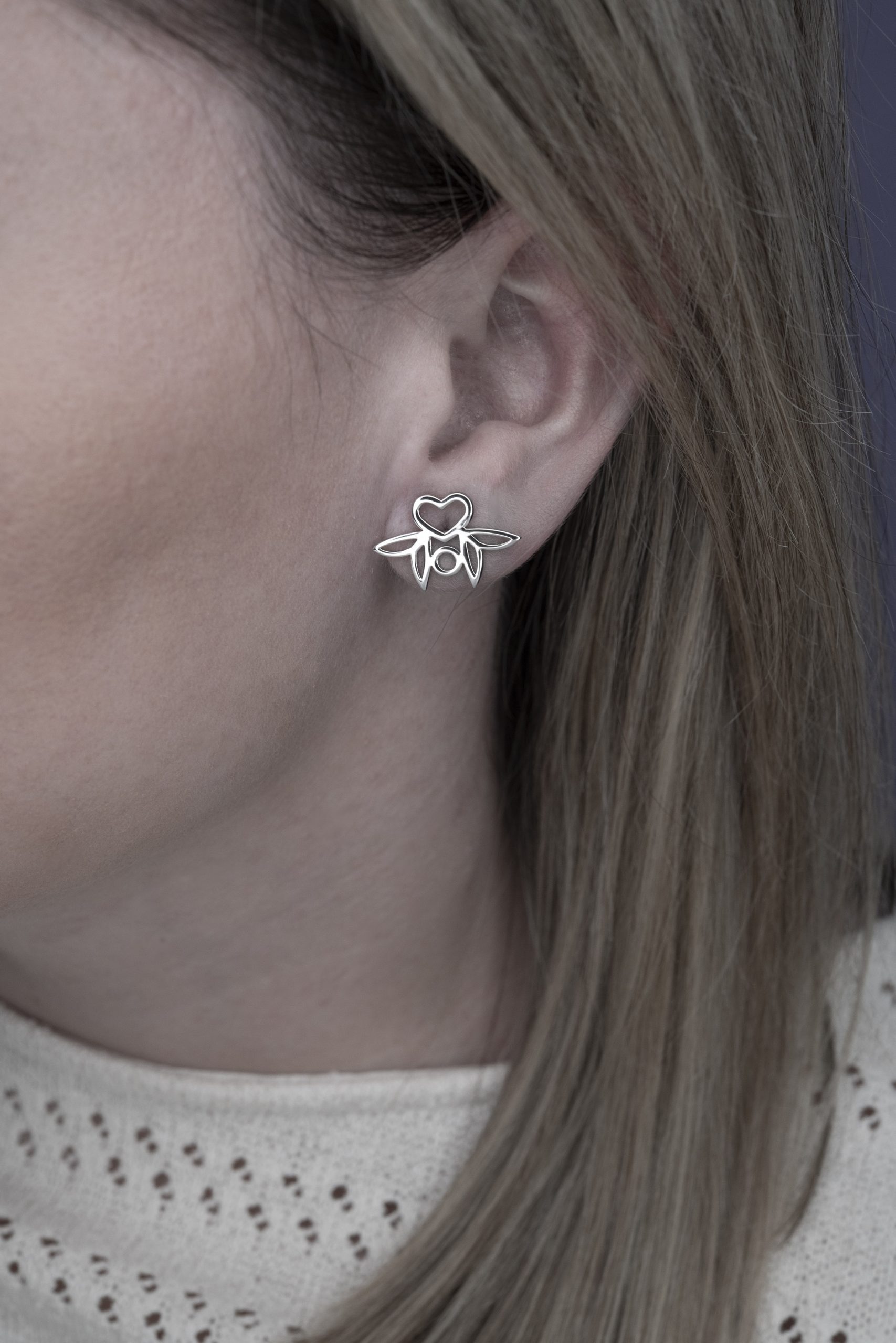 Napichovacie náušnice srdiečko Polomka ornament 1