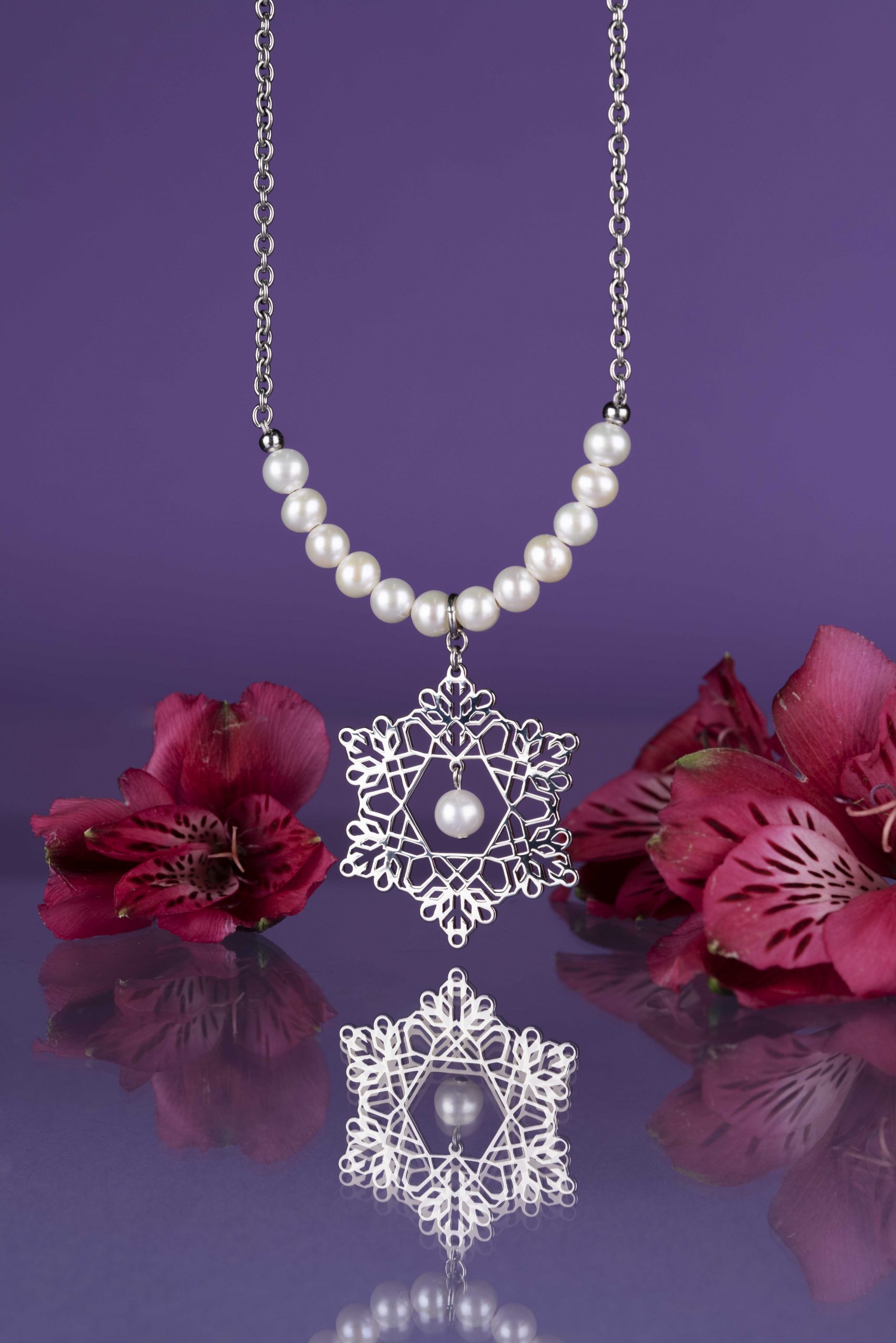 Náhrdelník Pohorelá hviezda + perly