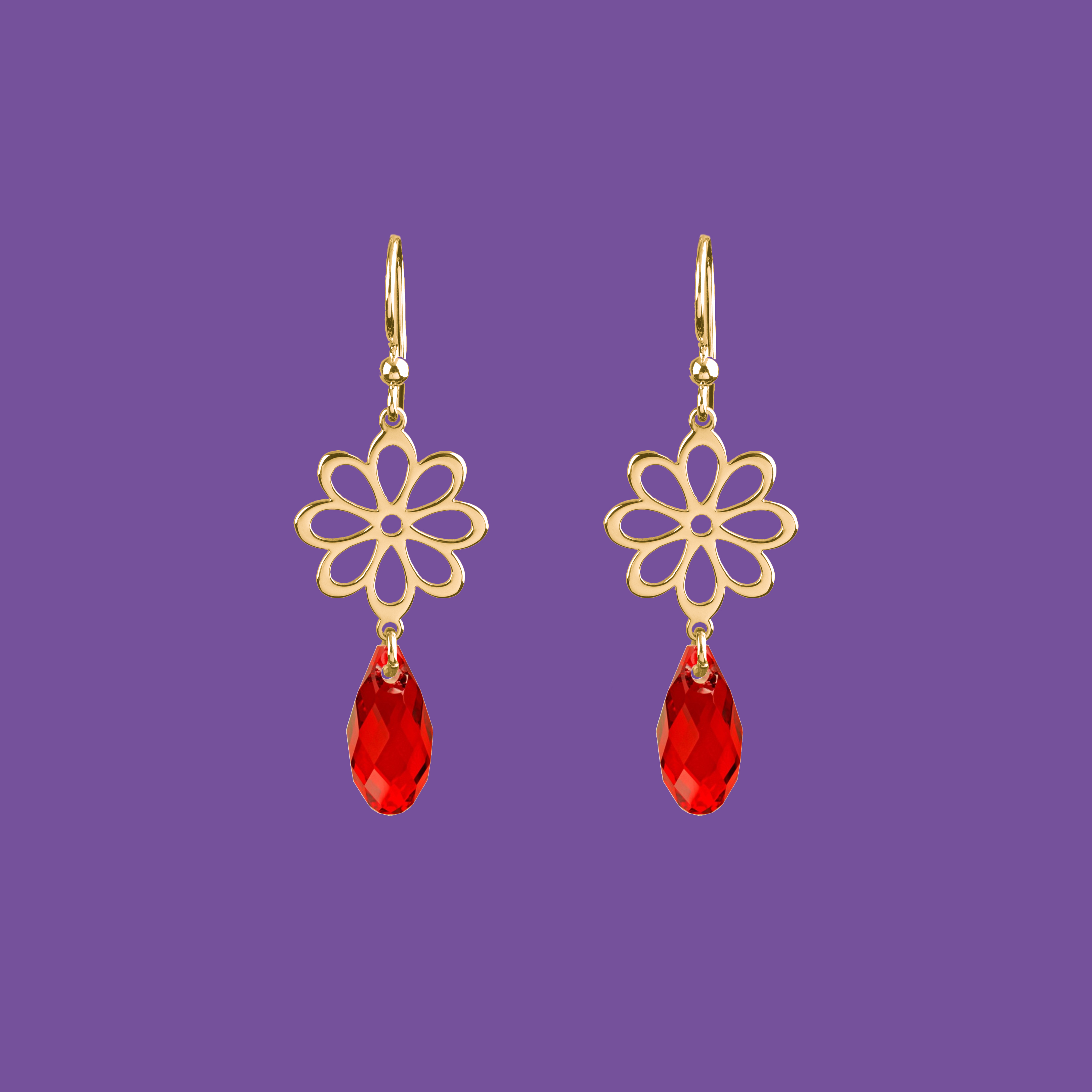 Náušnice folk kvietok - margarétka - Swarovski