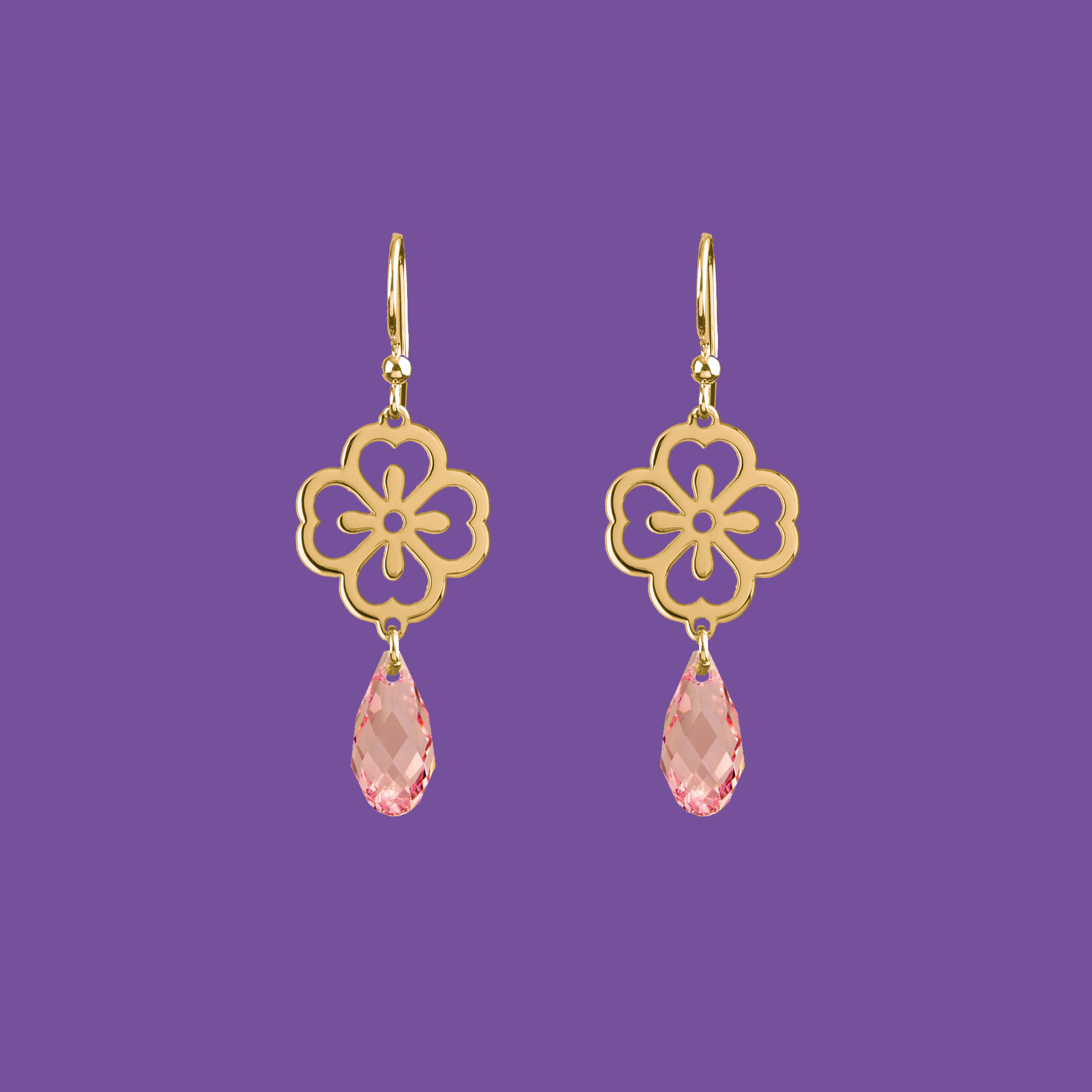 Náušnice folk kvietok - nezábudka - Swarovski