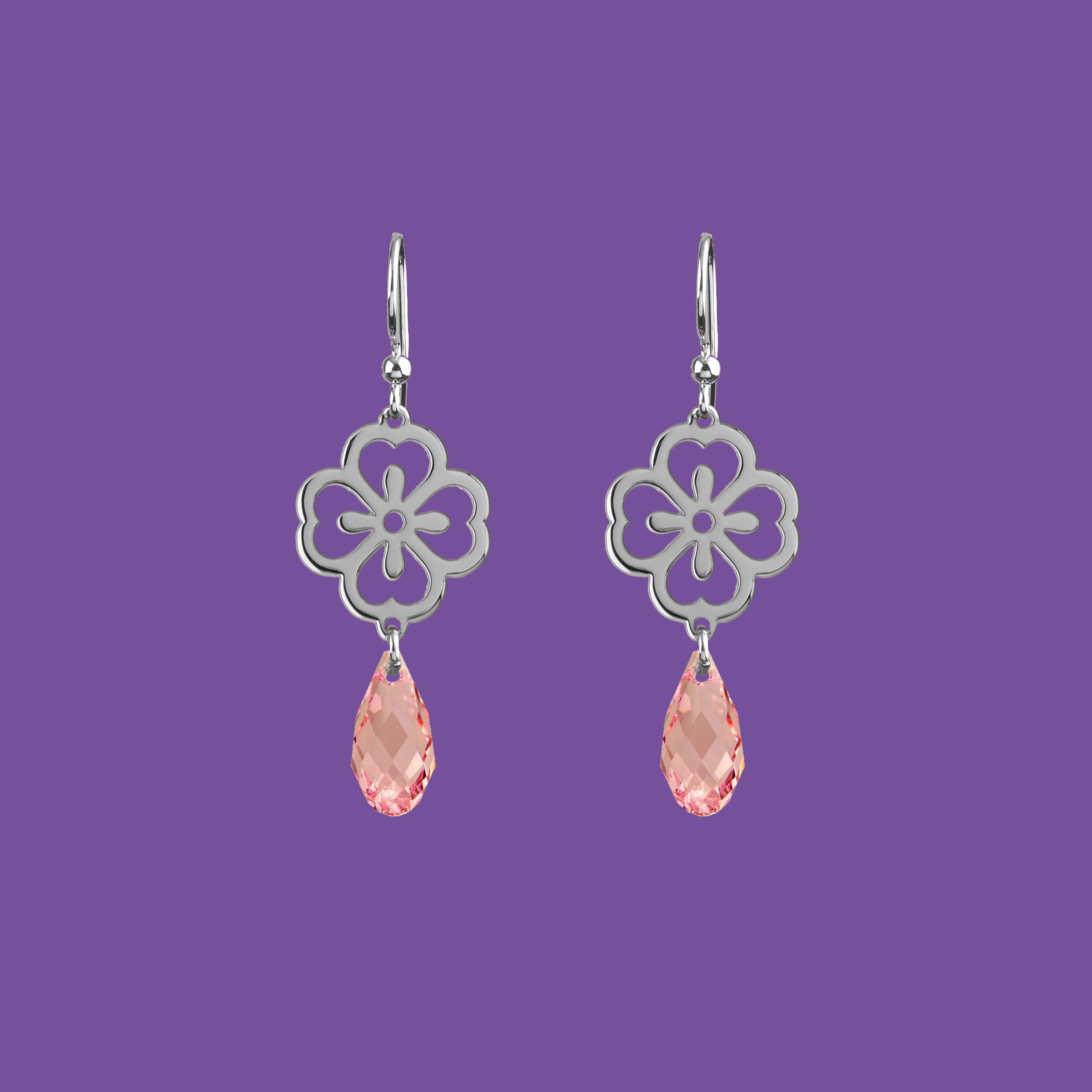 Náušnice folk kvietok - nezábudka - Swarovski