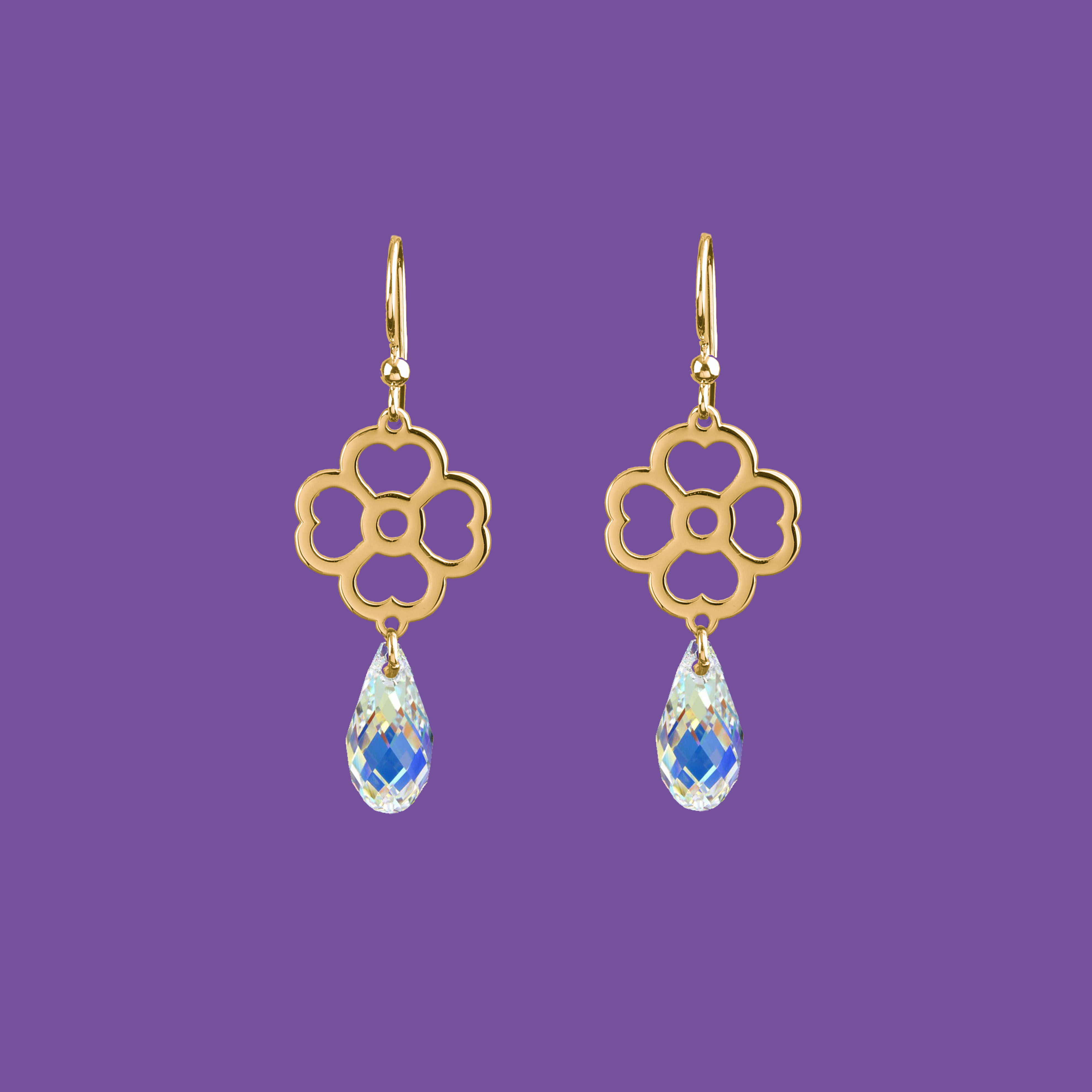 Náušnice folk kvietok - klinček - Swarovski