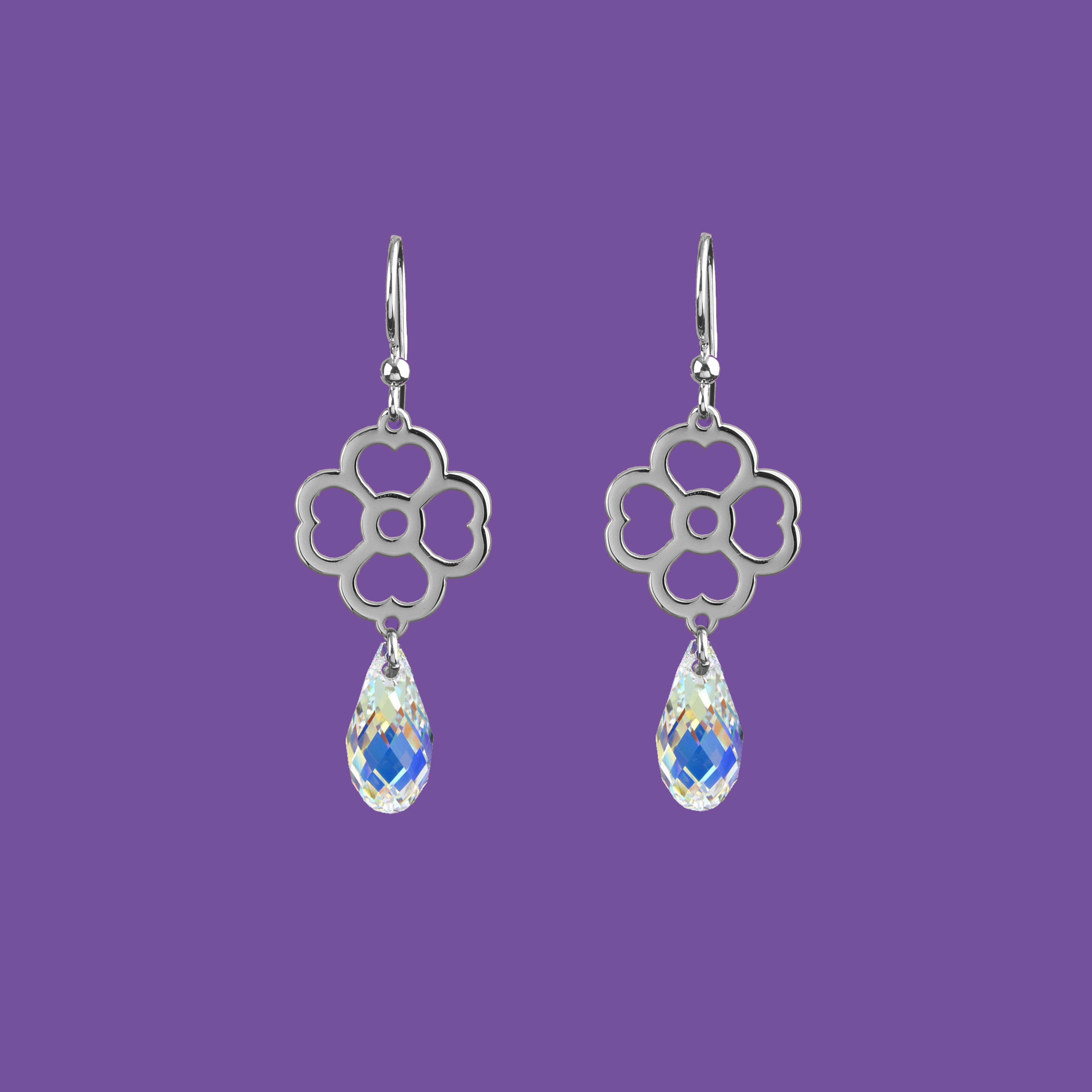 Náušnice folk kvietok - klinček - Swarovski