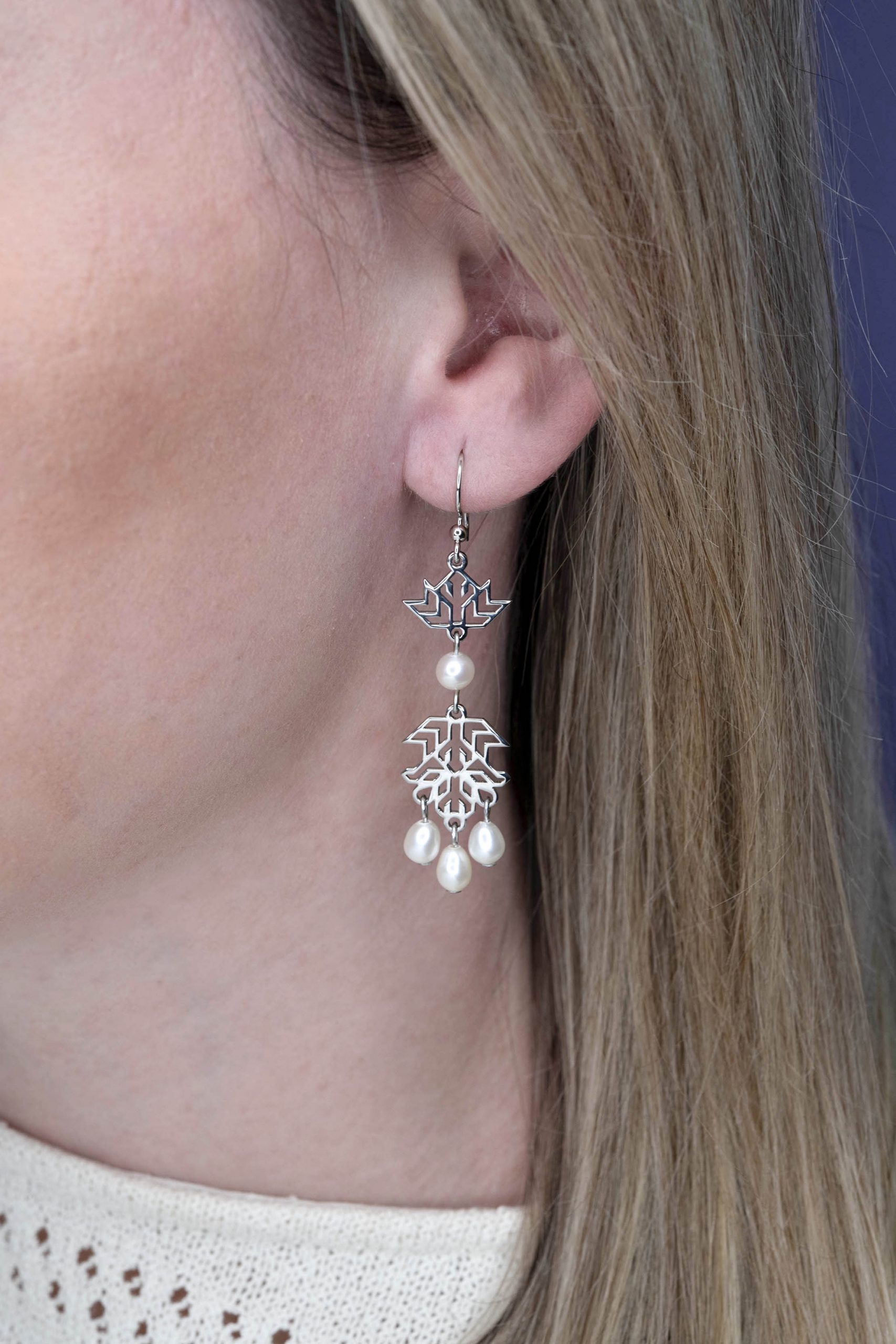 Náušnice Pohorela ornament + perly slzy