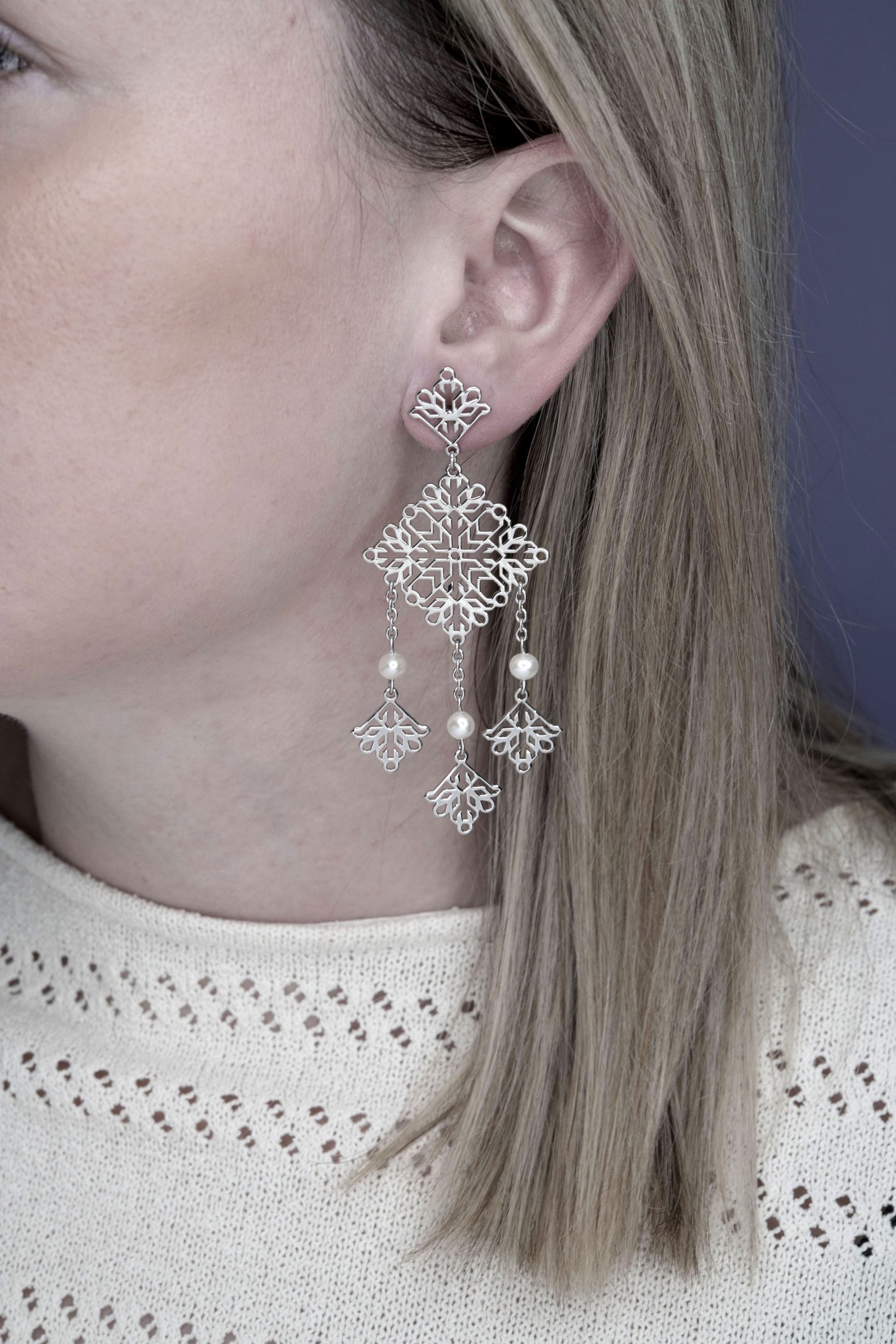 Náušnice štvorec hviezda – Pohorela 5 perly