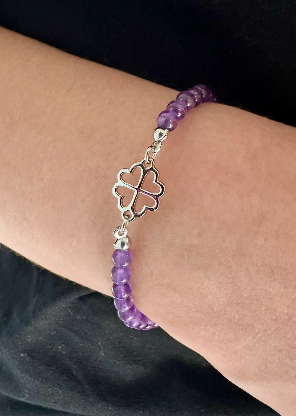 Náramok štvorlístok Závadka MINI- fialový ametyst
