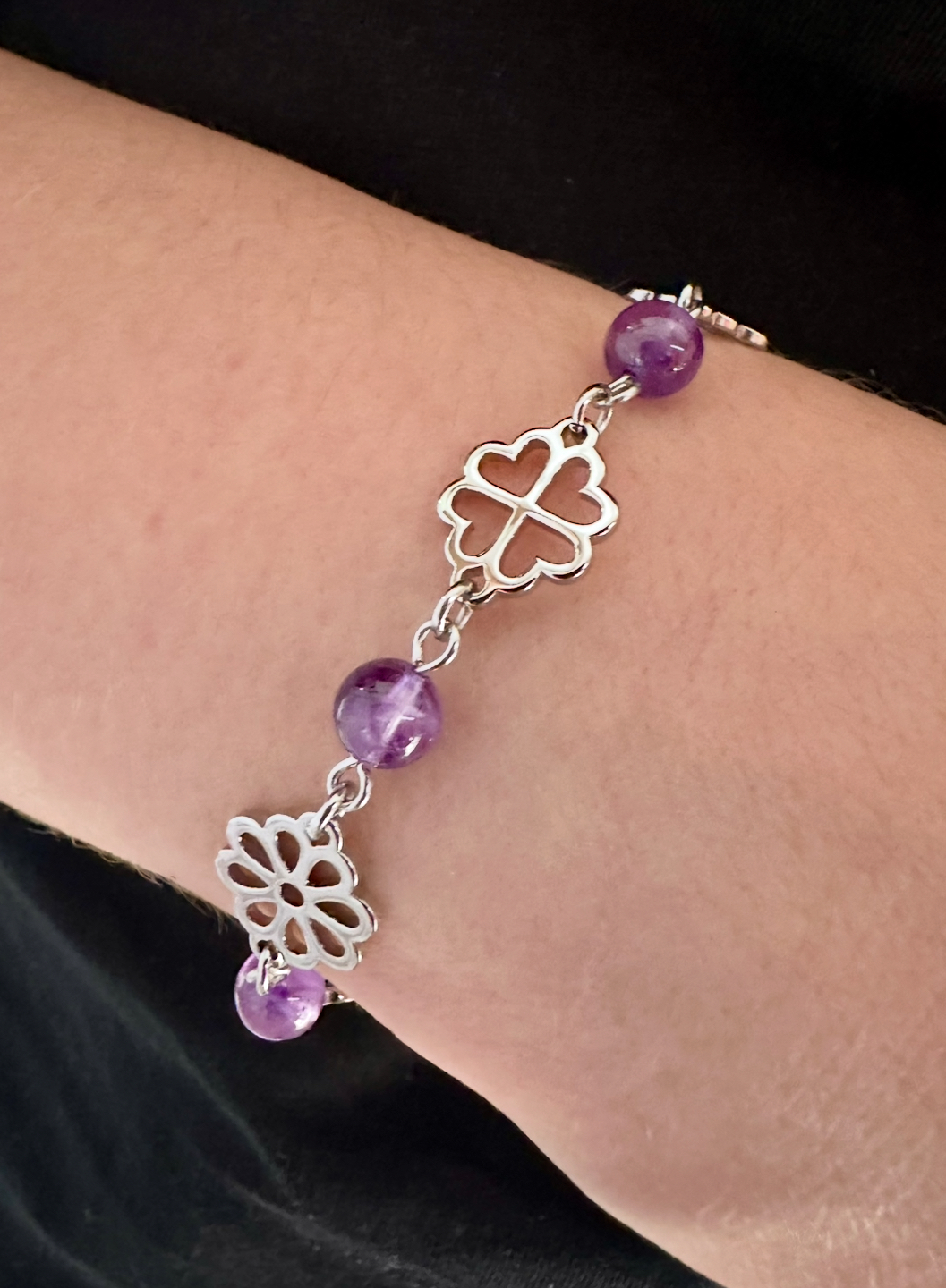 Náramok Závadka margarétka 5x +fialový ametyst