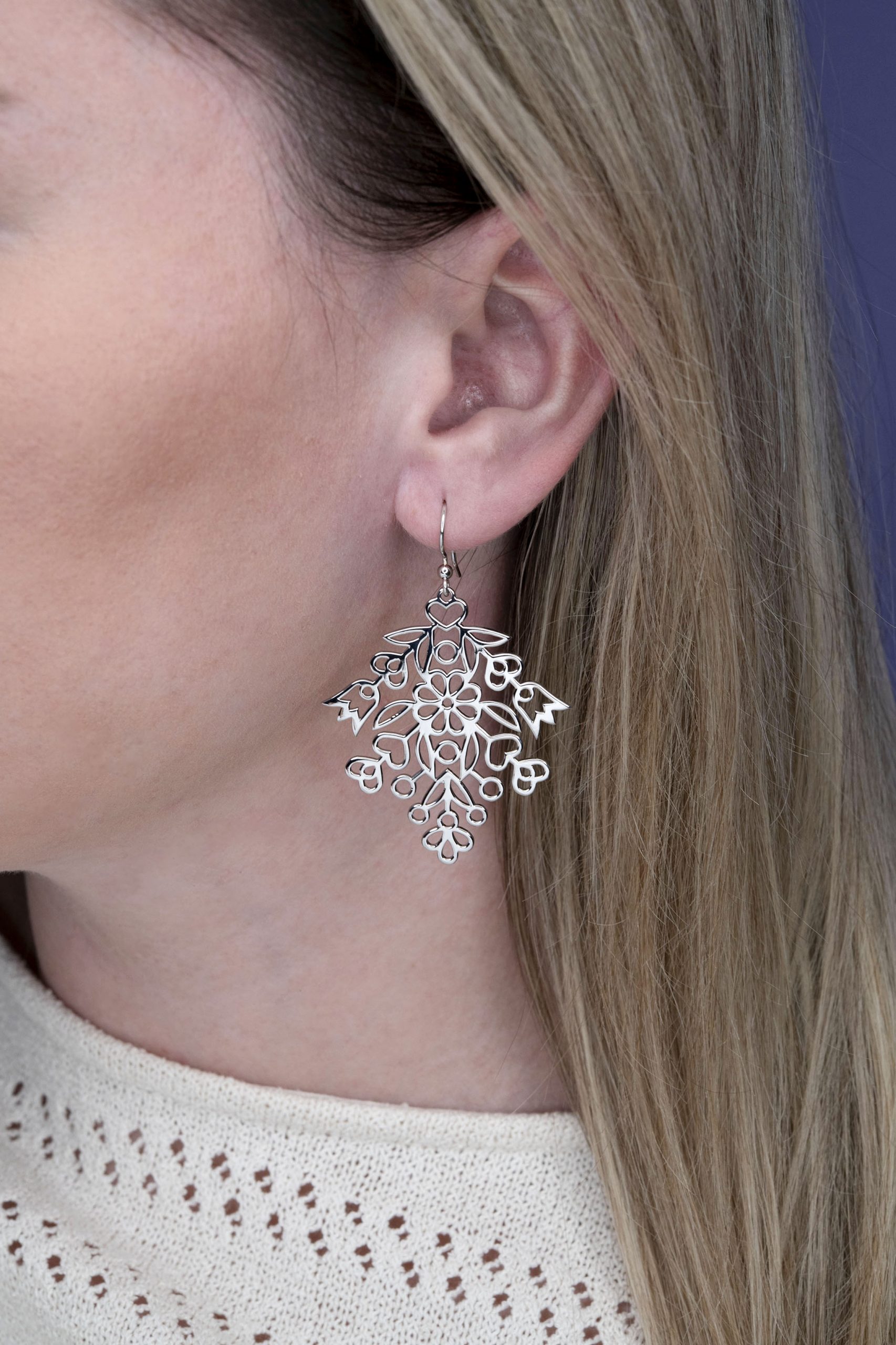 Náušnice Polomka kvietky ornament vejár 1