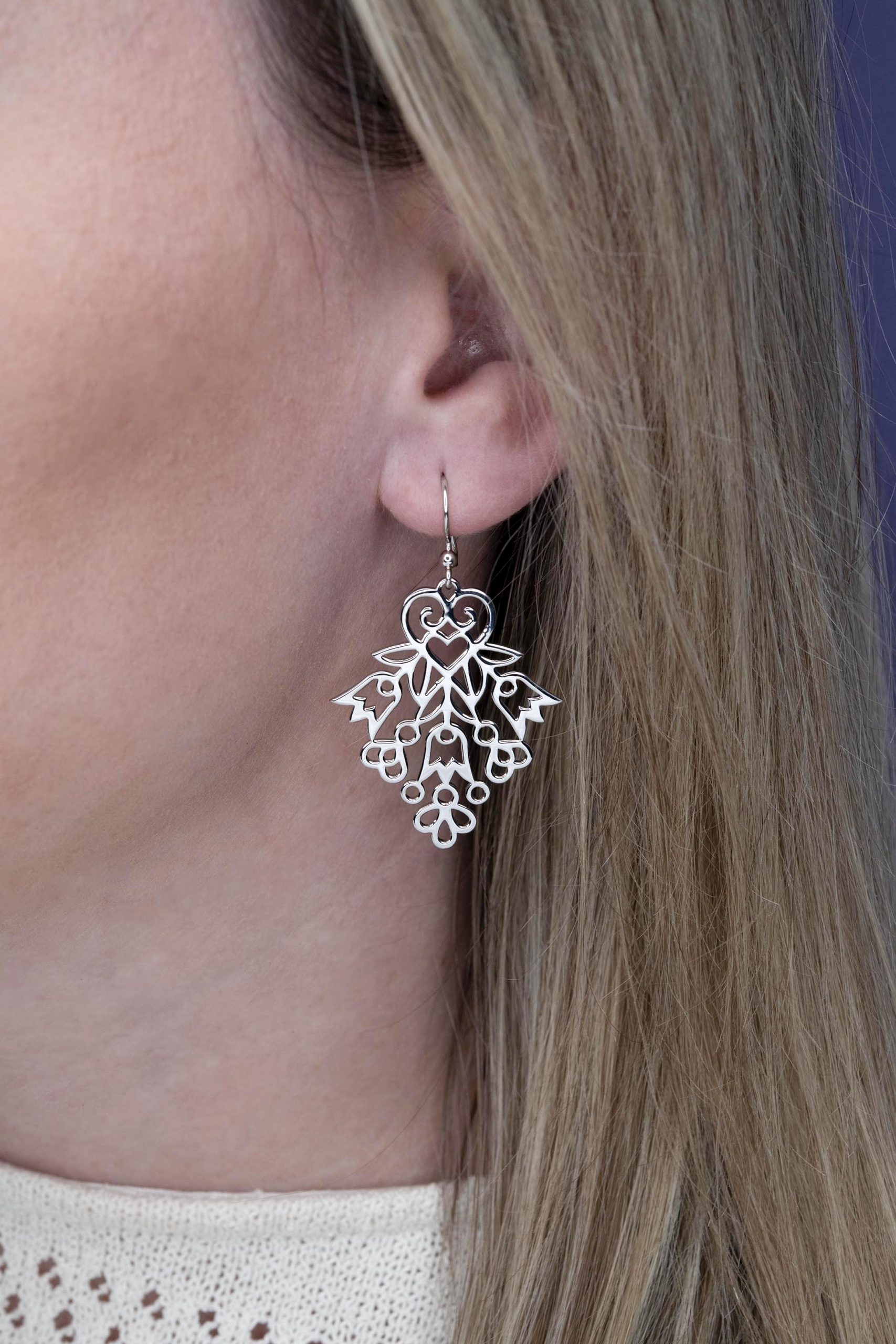 Náušnice Polomka kvietky ornament vejár 2