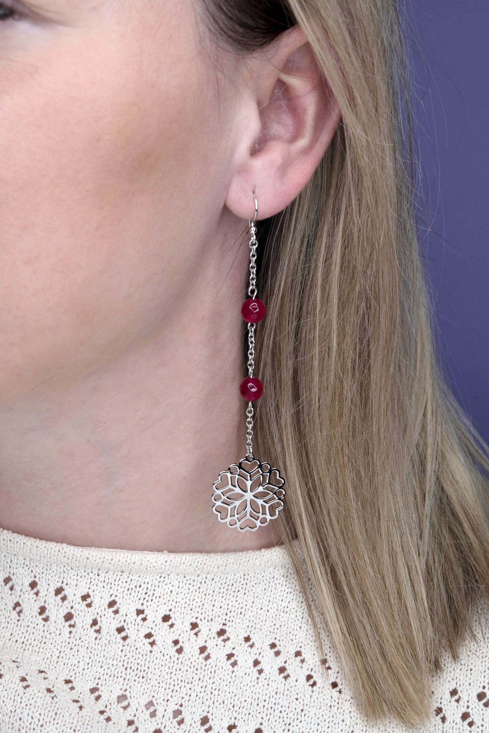 Náušnice ornament Polomka 1 + rubínový korund