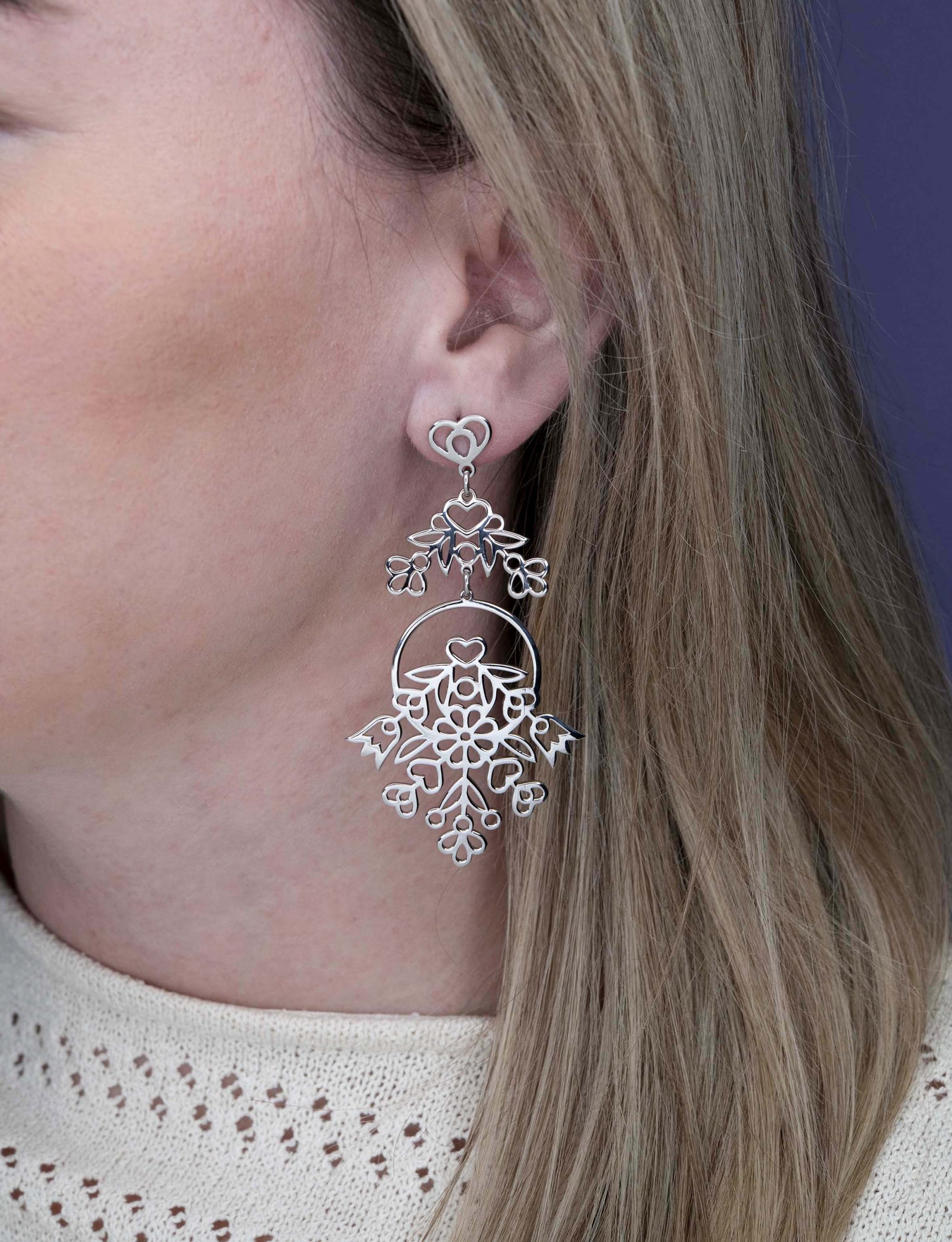 Náušnice Polomka kvietky ornament vejár 3