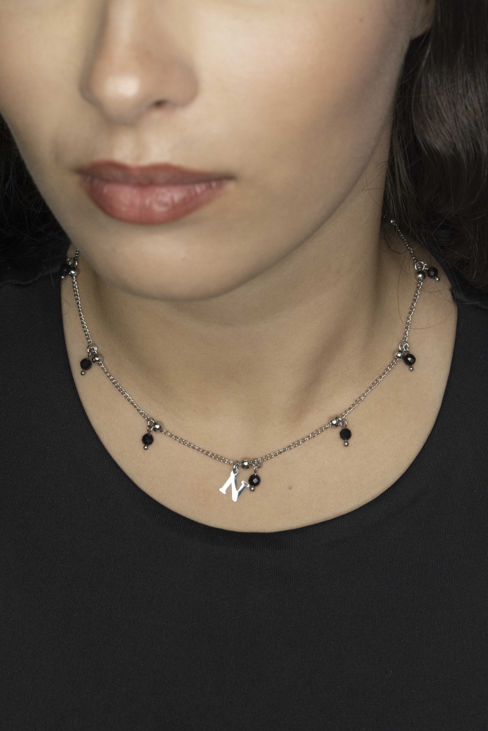 Prívesok abeceda 3 (rôzne písmená na výber) + onyx