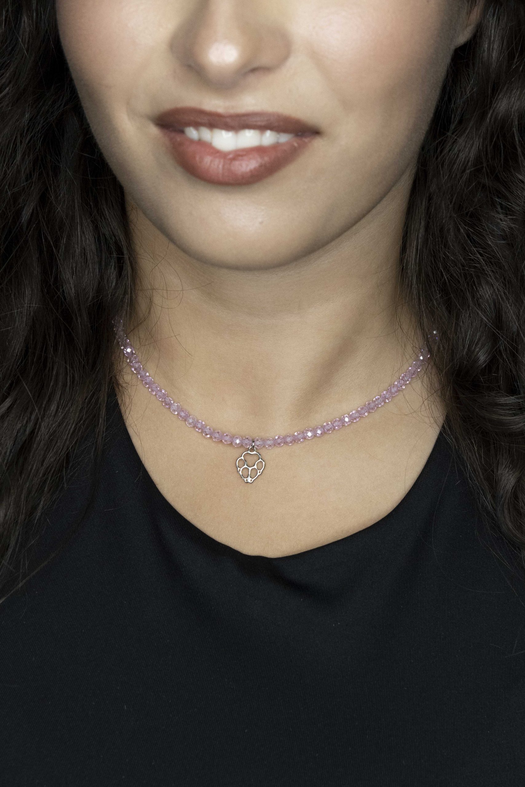 Náhrdelník -  Labka pes Cami+ ružový zirkón