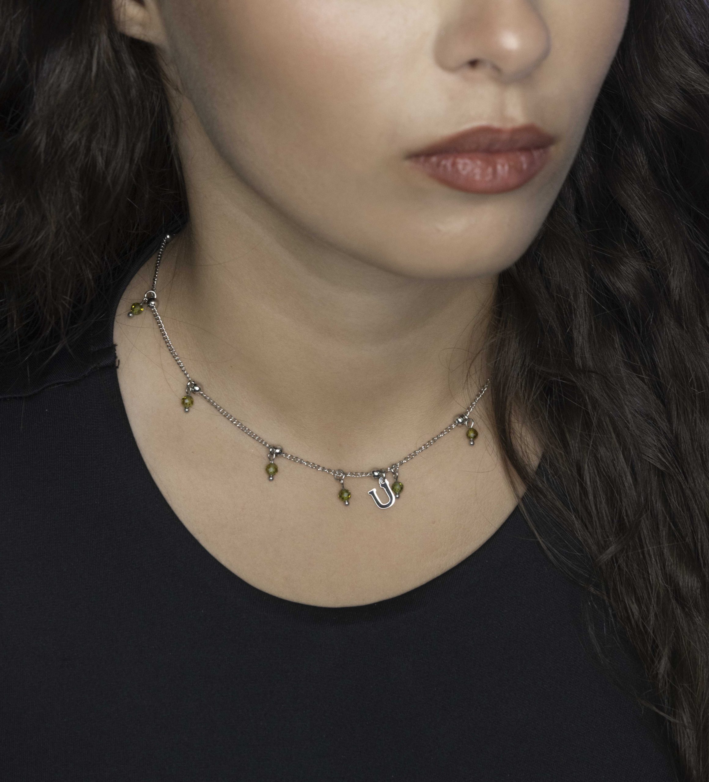 Prívesok abeceda 3 (rôzne písmená na výber) + zelený zirkón