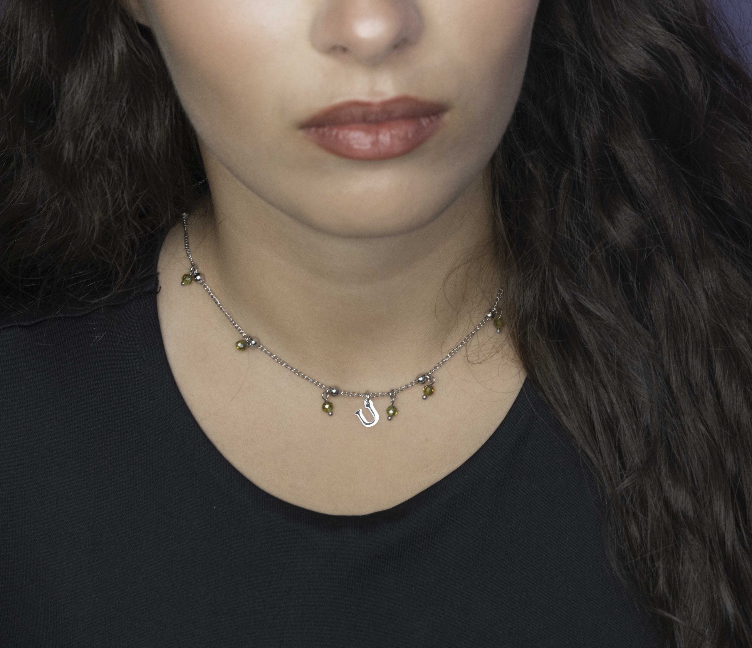 Prívesok abeceda 3 (rôzne písmená na výber) + zelený zirkón