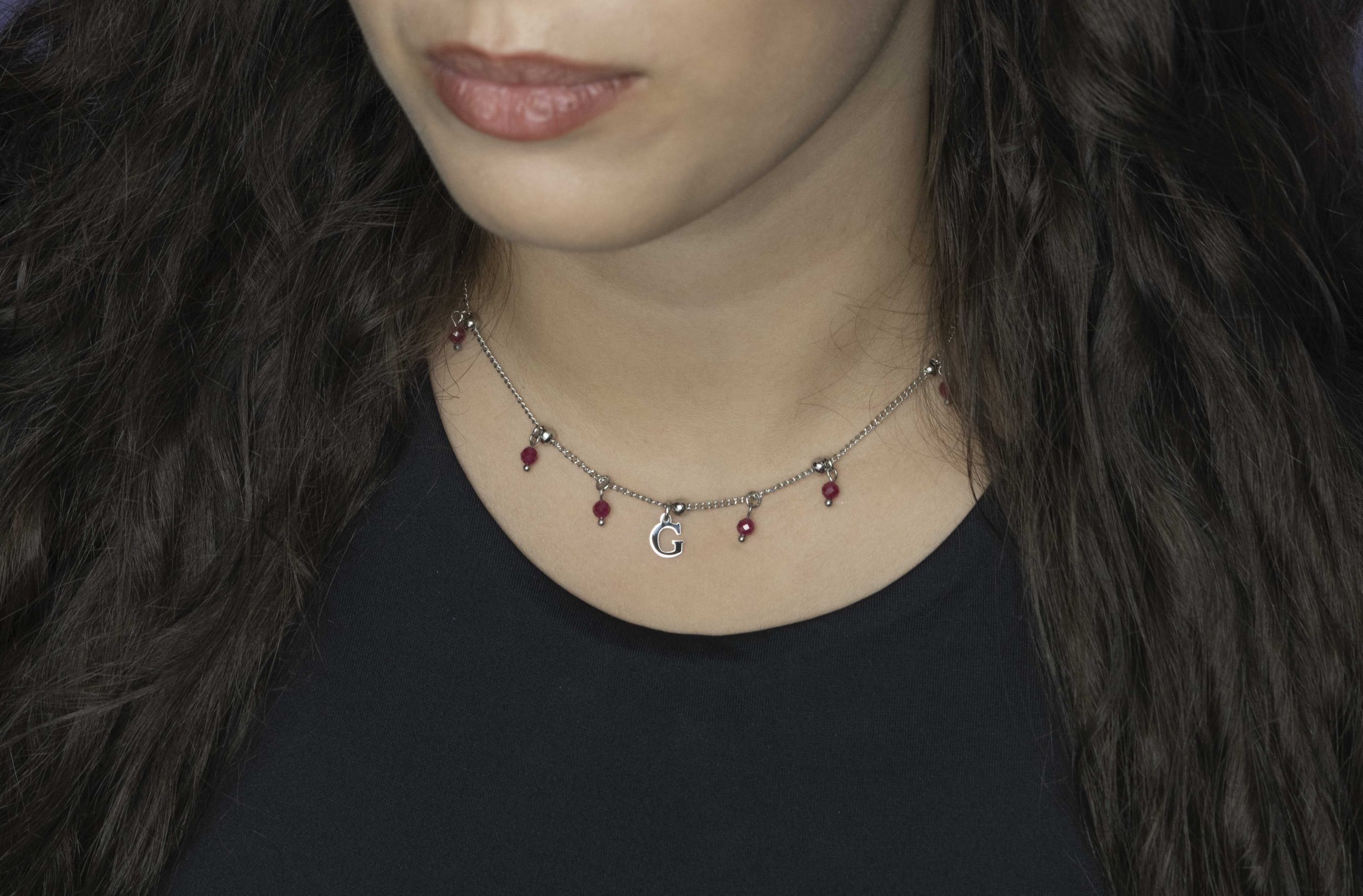 Prívesok abeceda 3 (rôzne písmená na výber) + rubínový korund