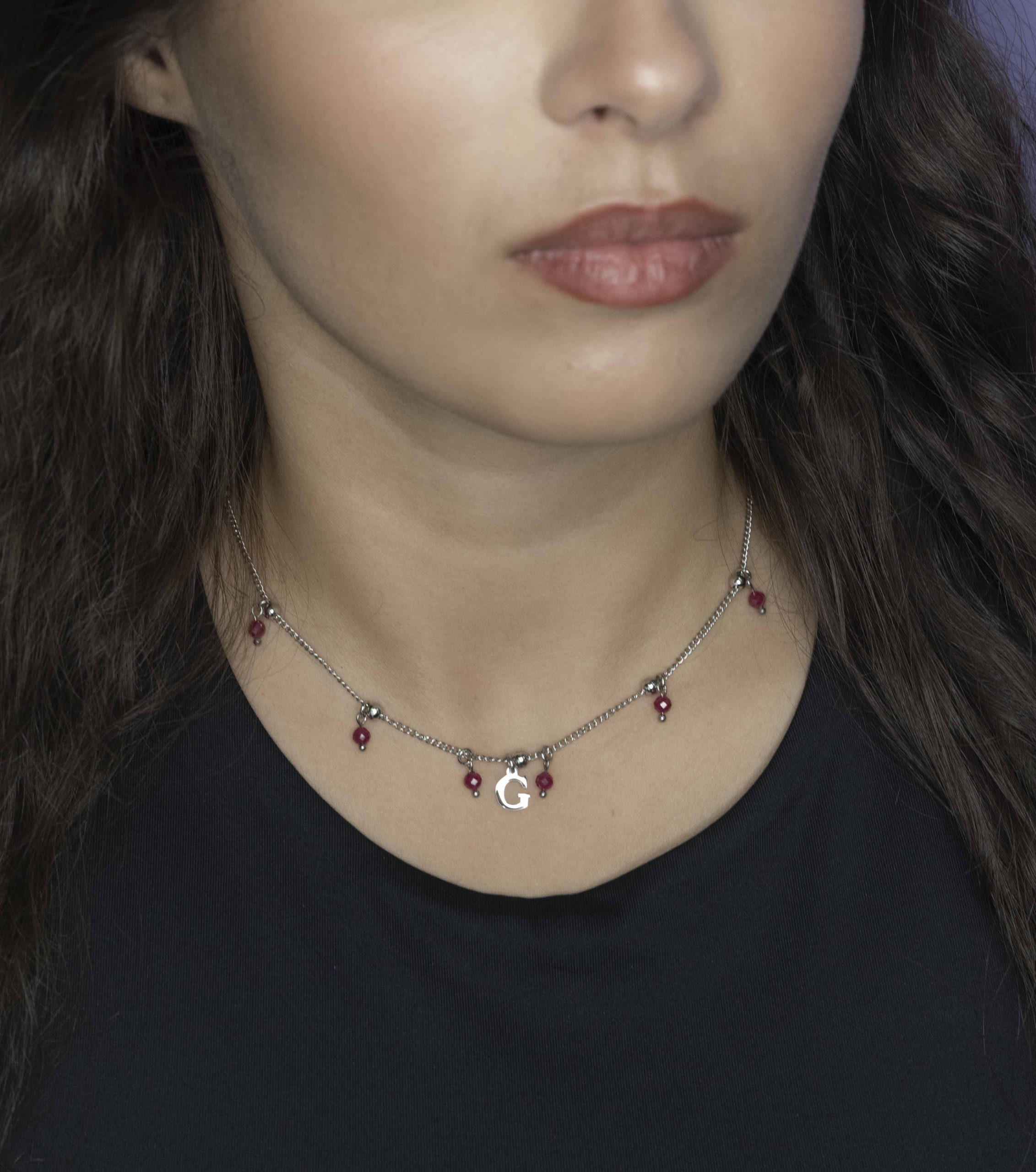 Prívesok abeceda 3 (rôzne písmená na výber) + rubínový korund