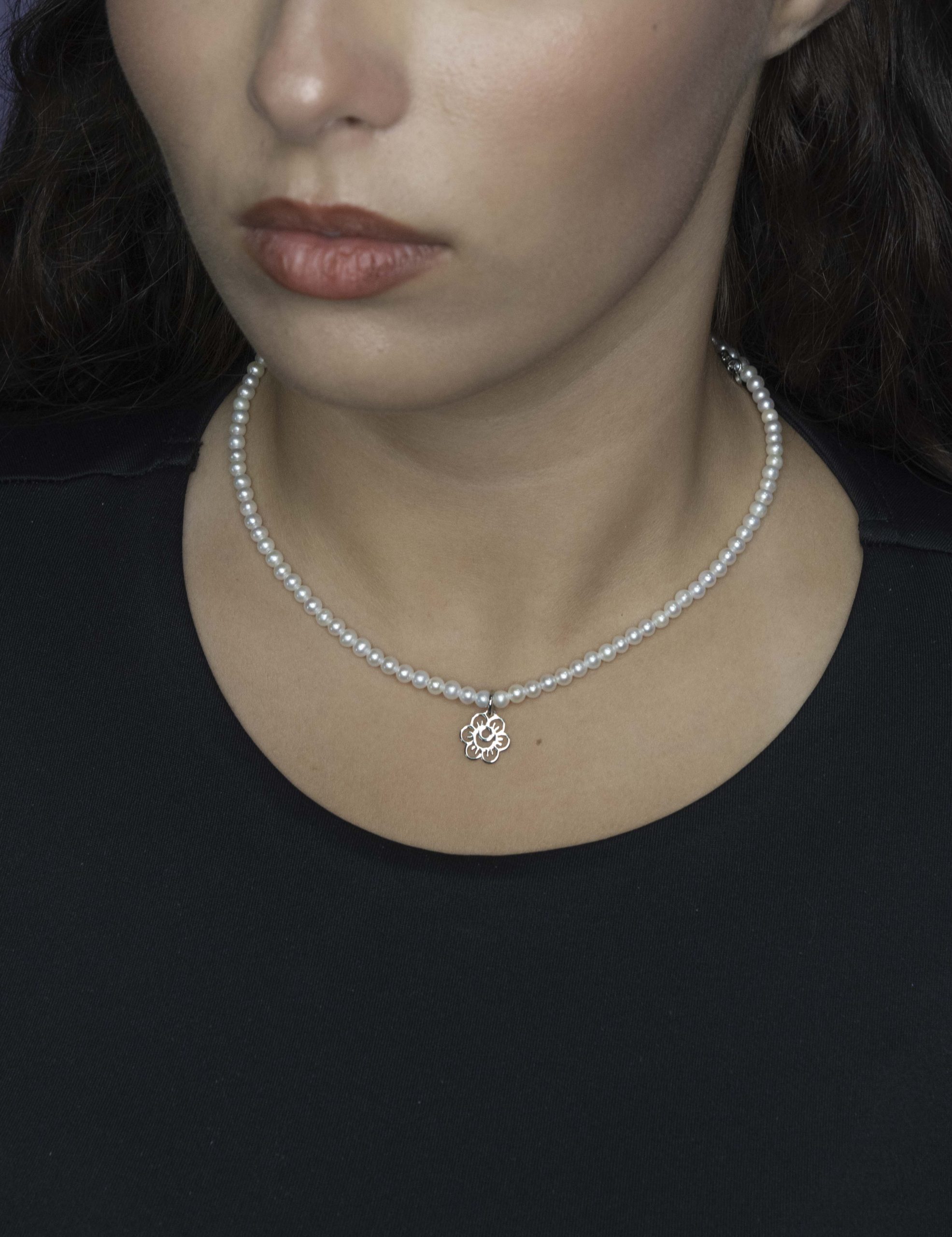 Náhrdelník - Veronika kvietok 1 +biele sladkovodné perly