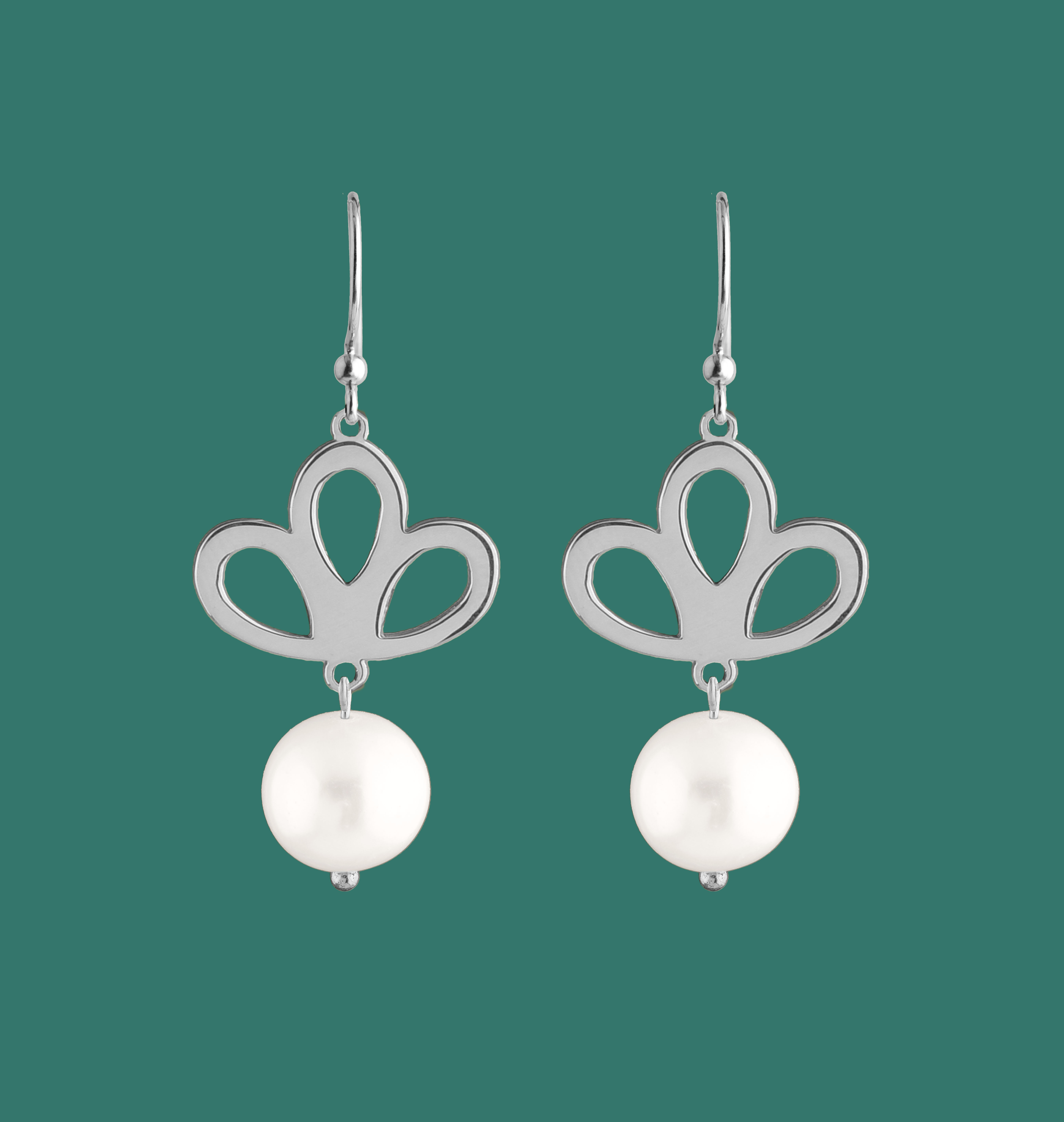 Náušnice trojlístok s perlou