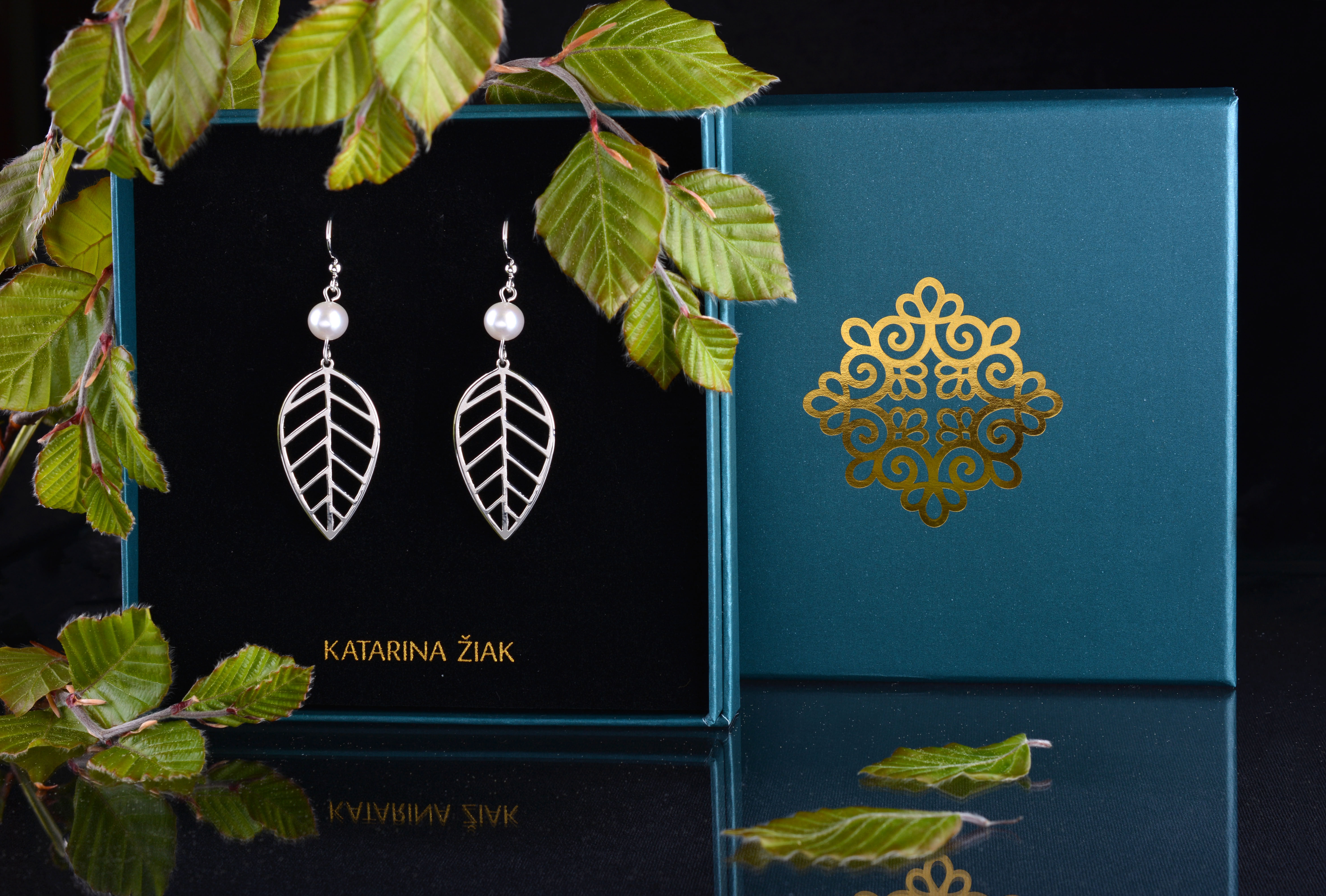 Náušnice bukový list