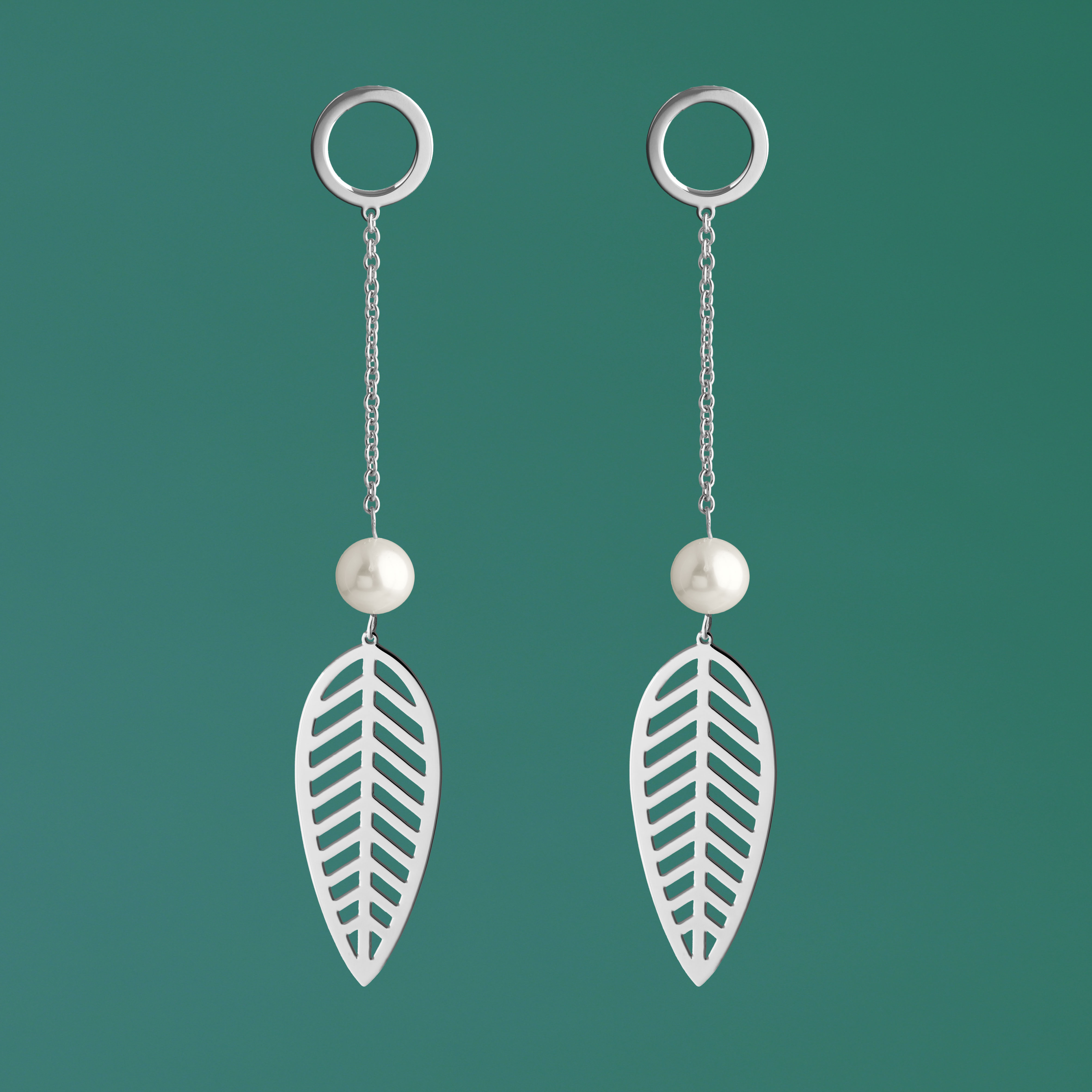 Náušnice vŕbový list na retiazke