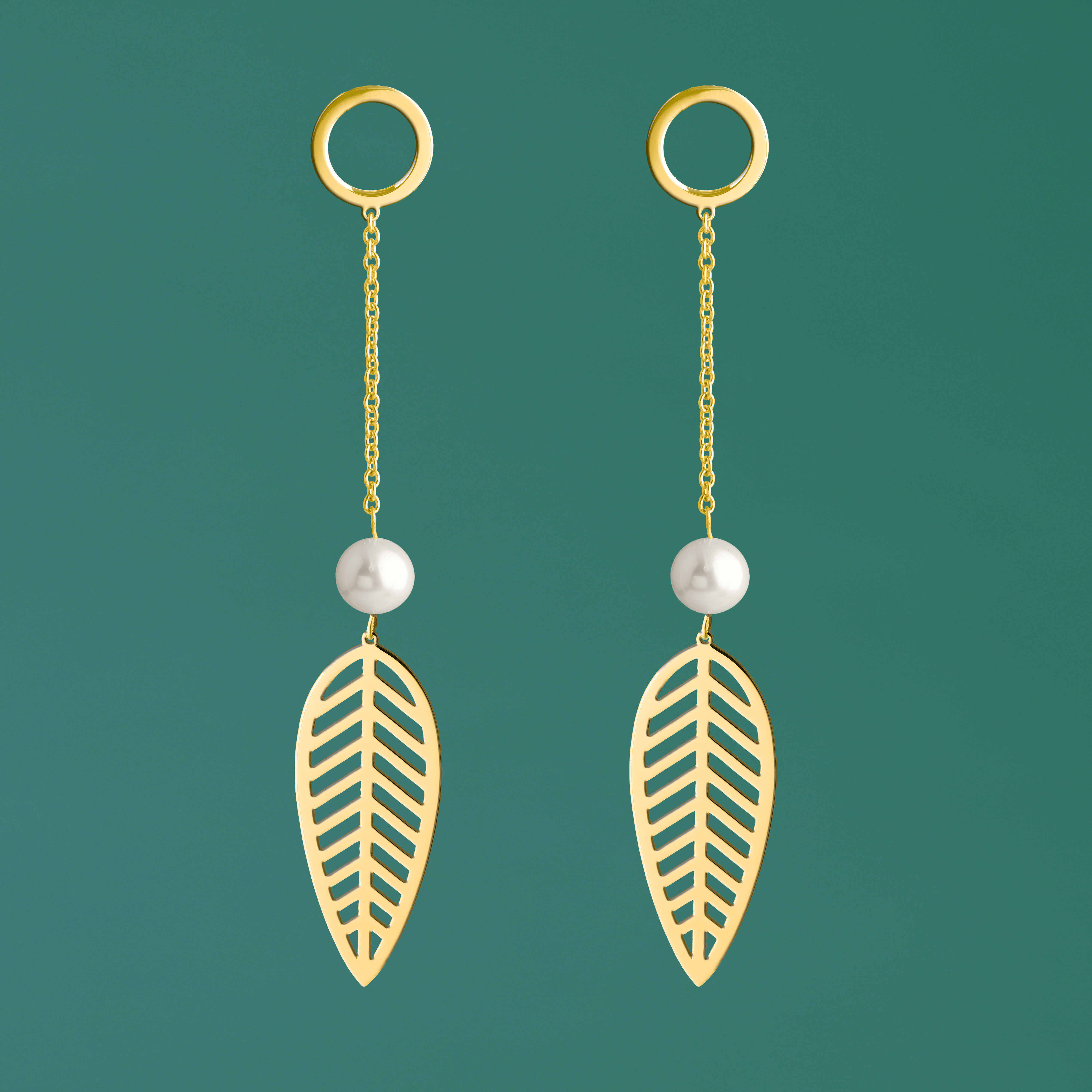 Náušnice vŕbový list na retiazke