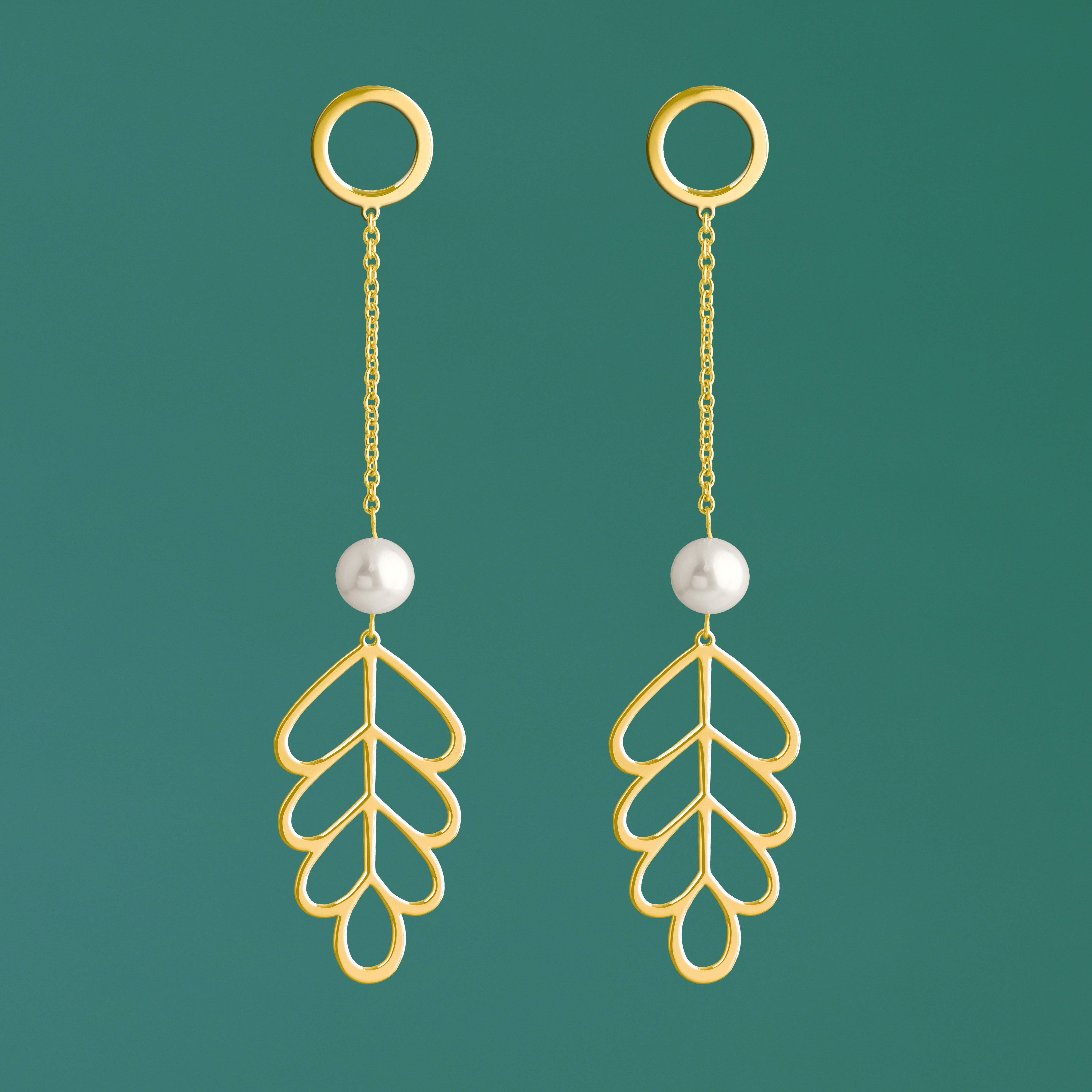 Náušnice dubový list na retiazke