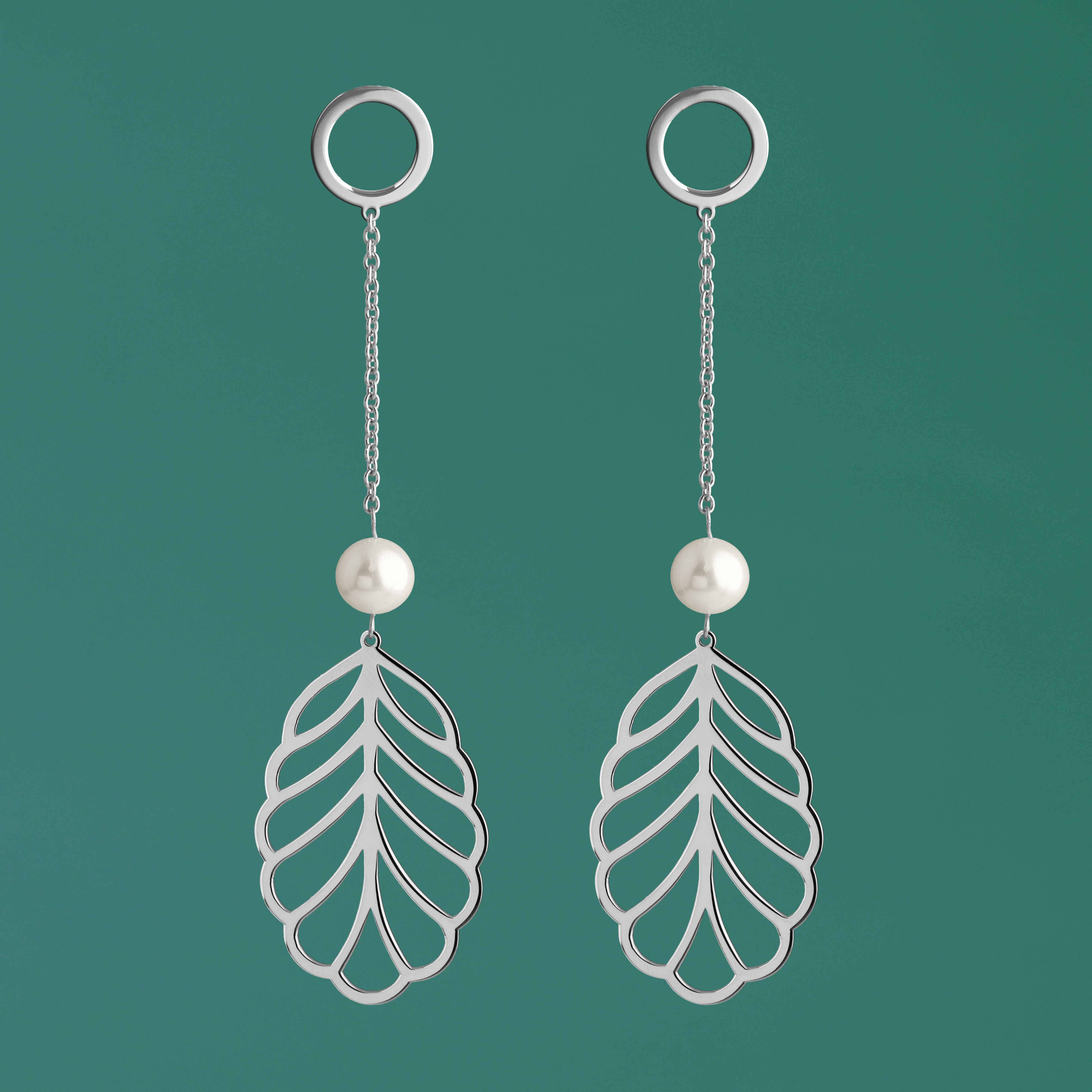 Náušnice jelšový list na retiazke