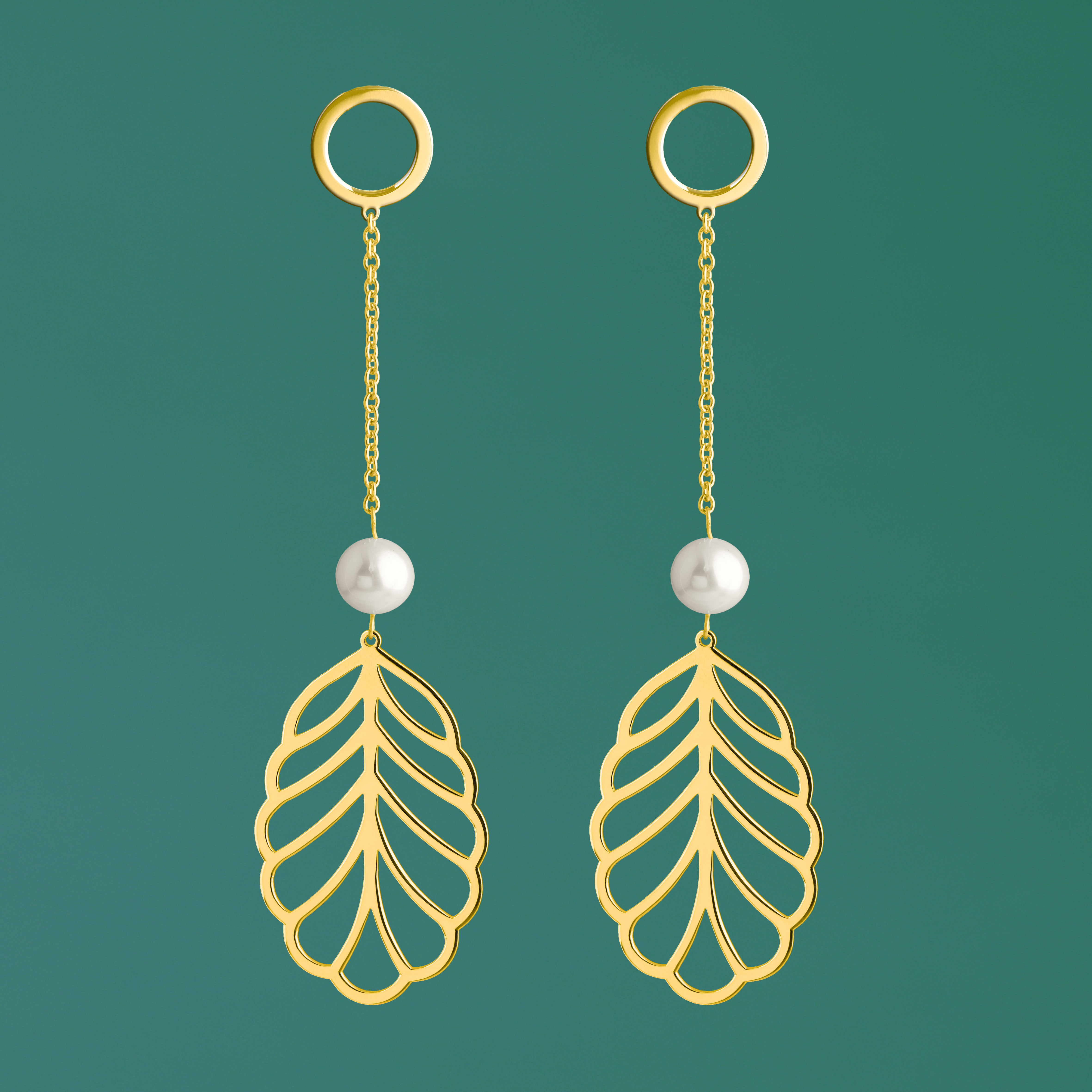 Náušnice jelšový list na retiazke