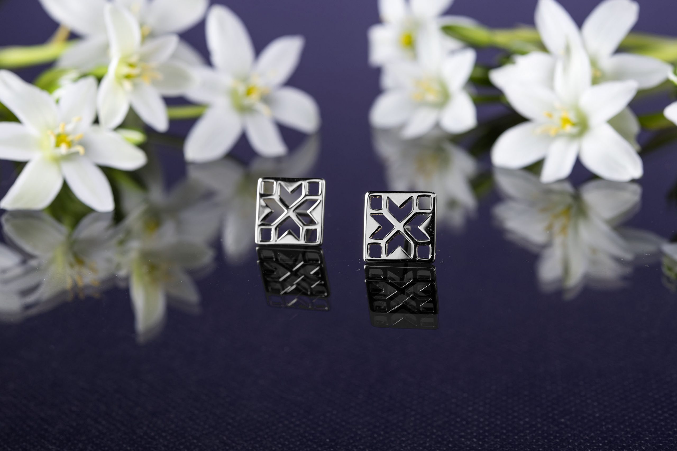 Napichovacie náušnice geometria - štvorec 1