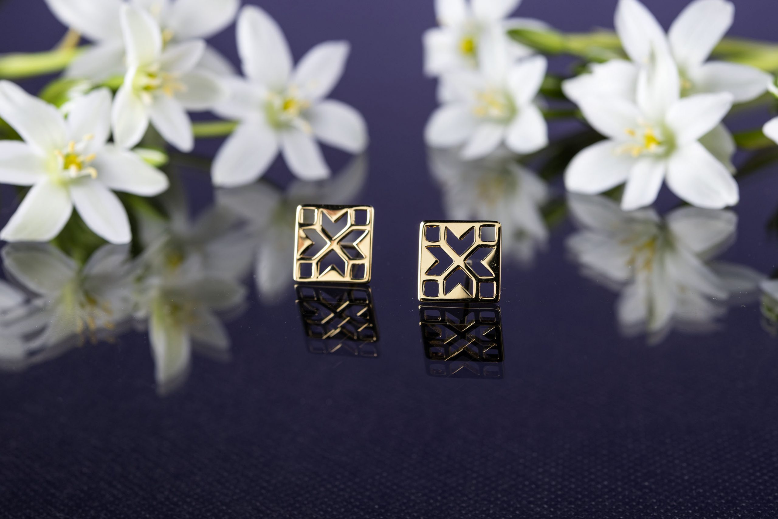 Napichovacie náušnice geometria - štvorec 1