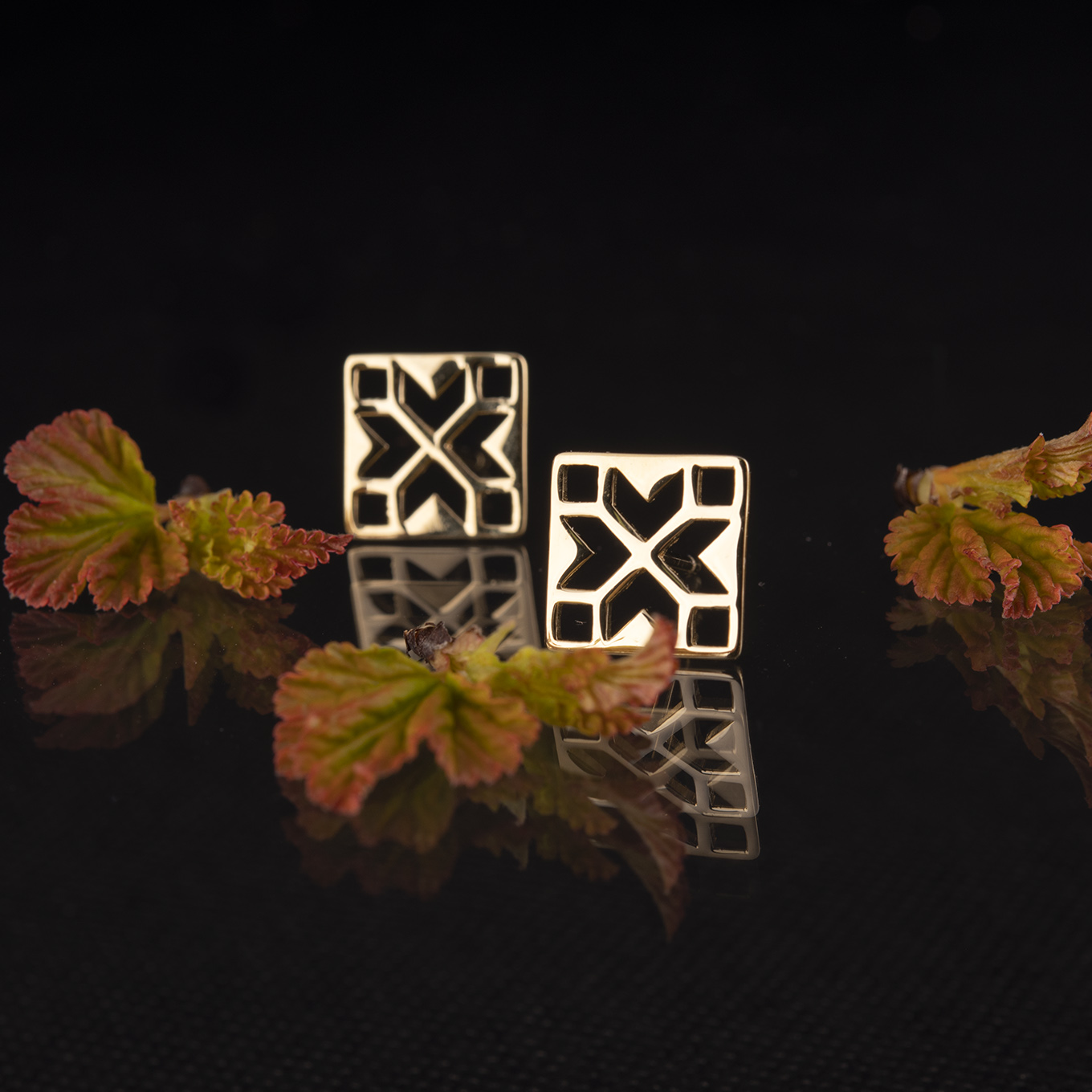 Napichovacie náušnice geometria - štvorec 1