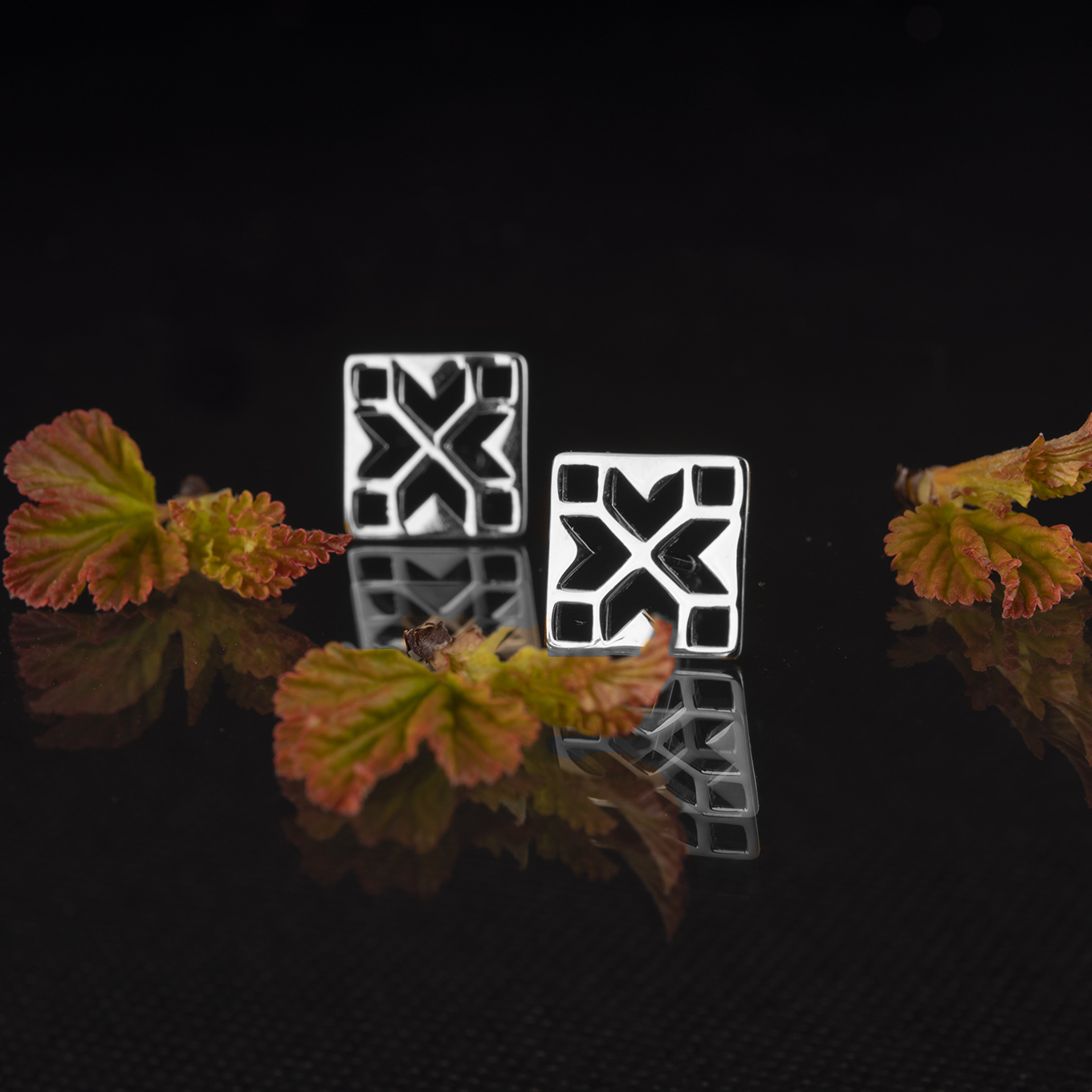 Napichovacie náušnice geometria - štvorec 1