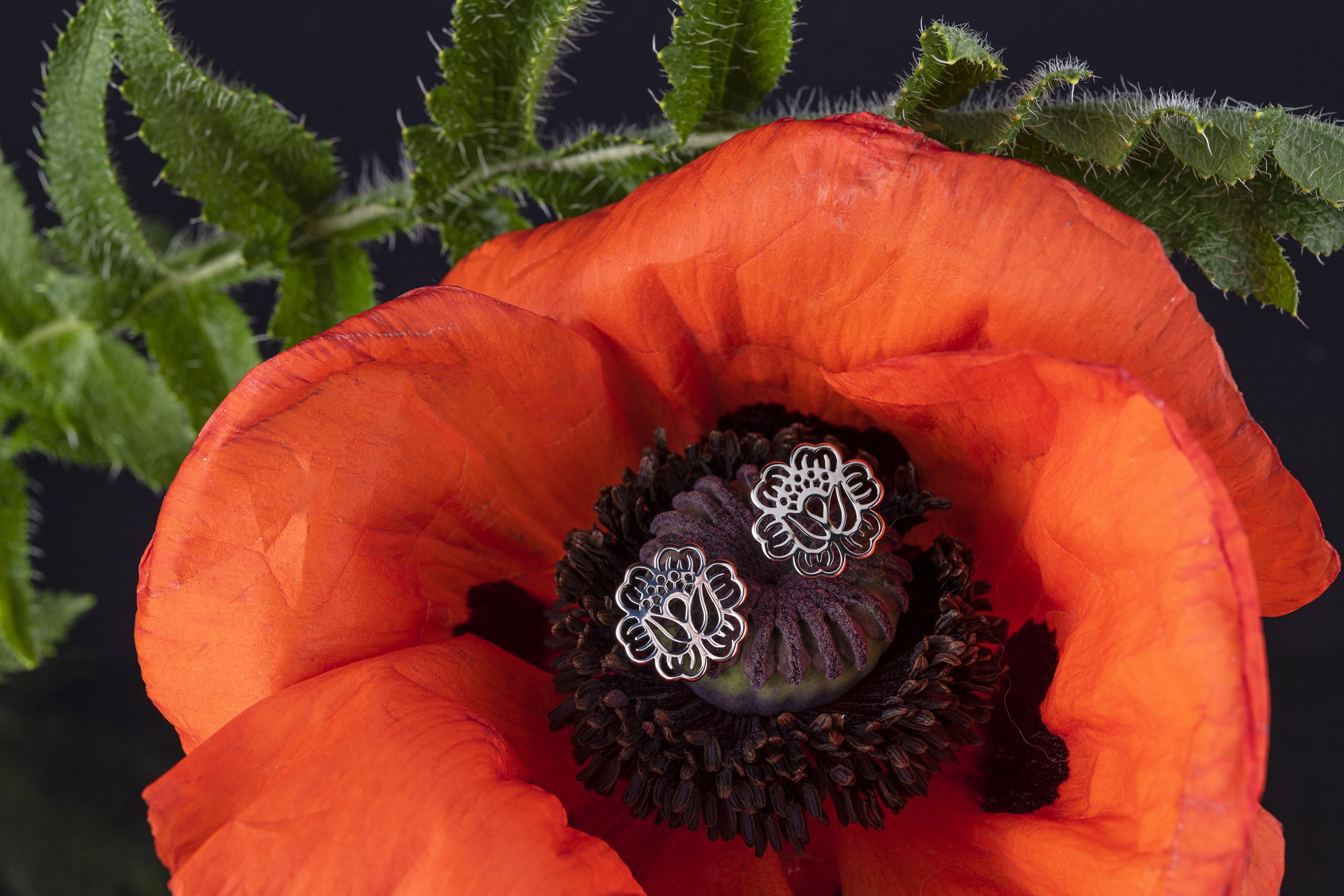 Napichovacie náušnice - mak