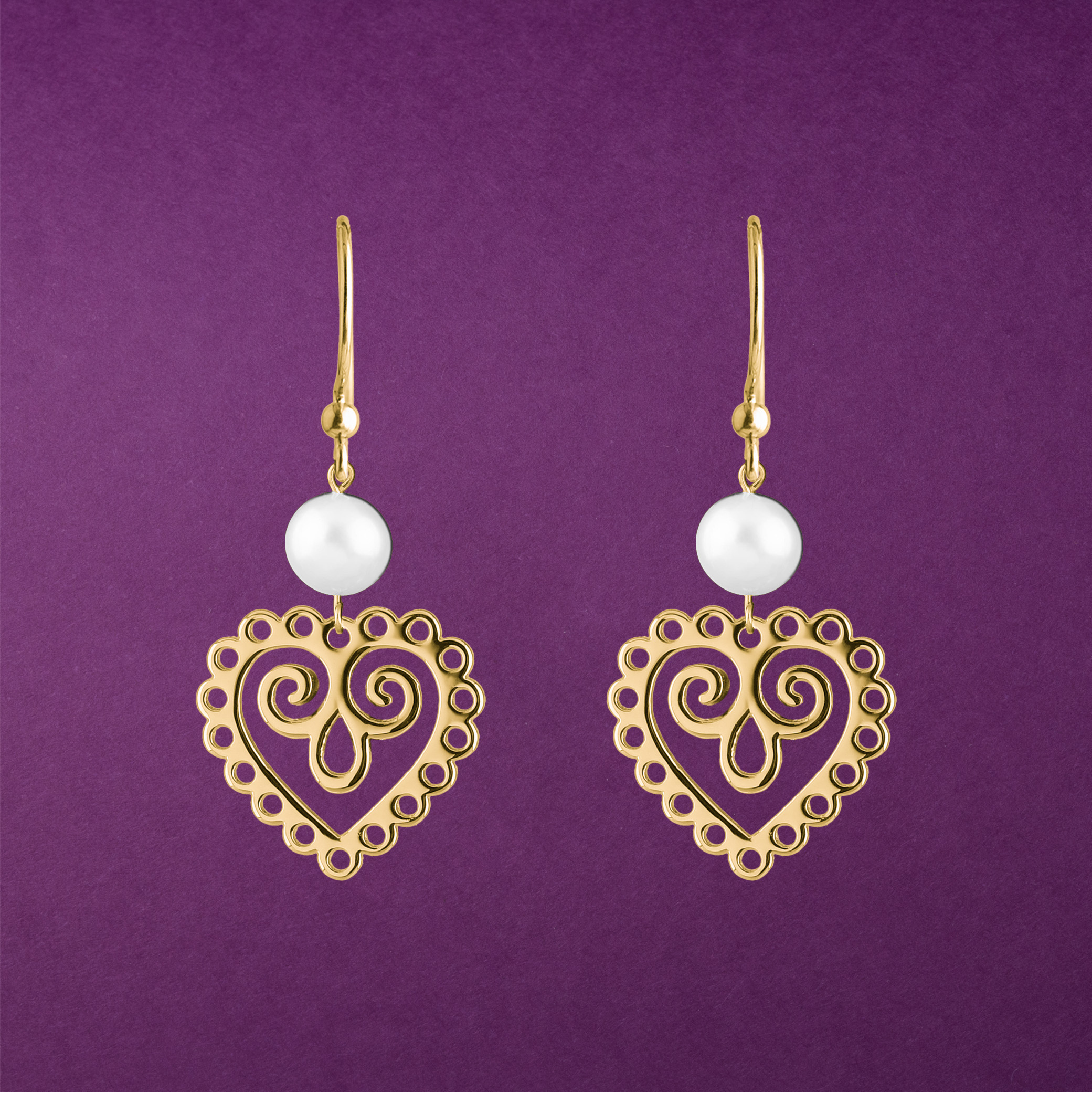 Náušnice srdce mini s perlou