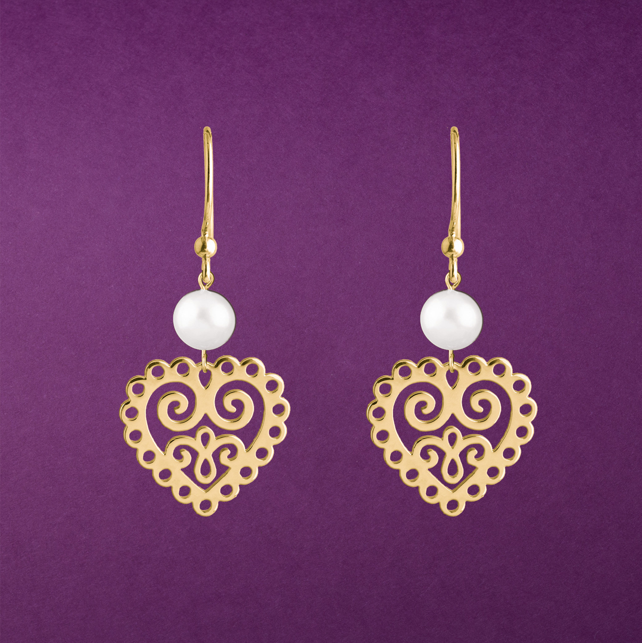 Náušnice srdce ornament mini 1 s perlou