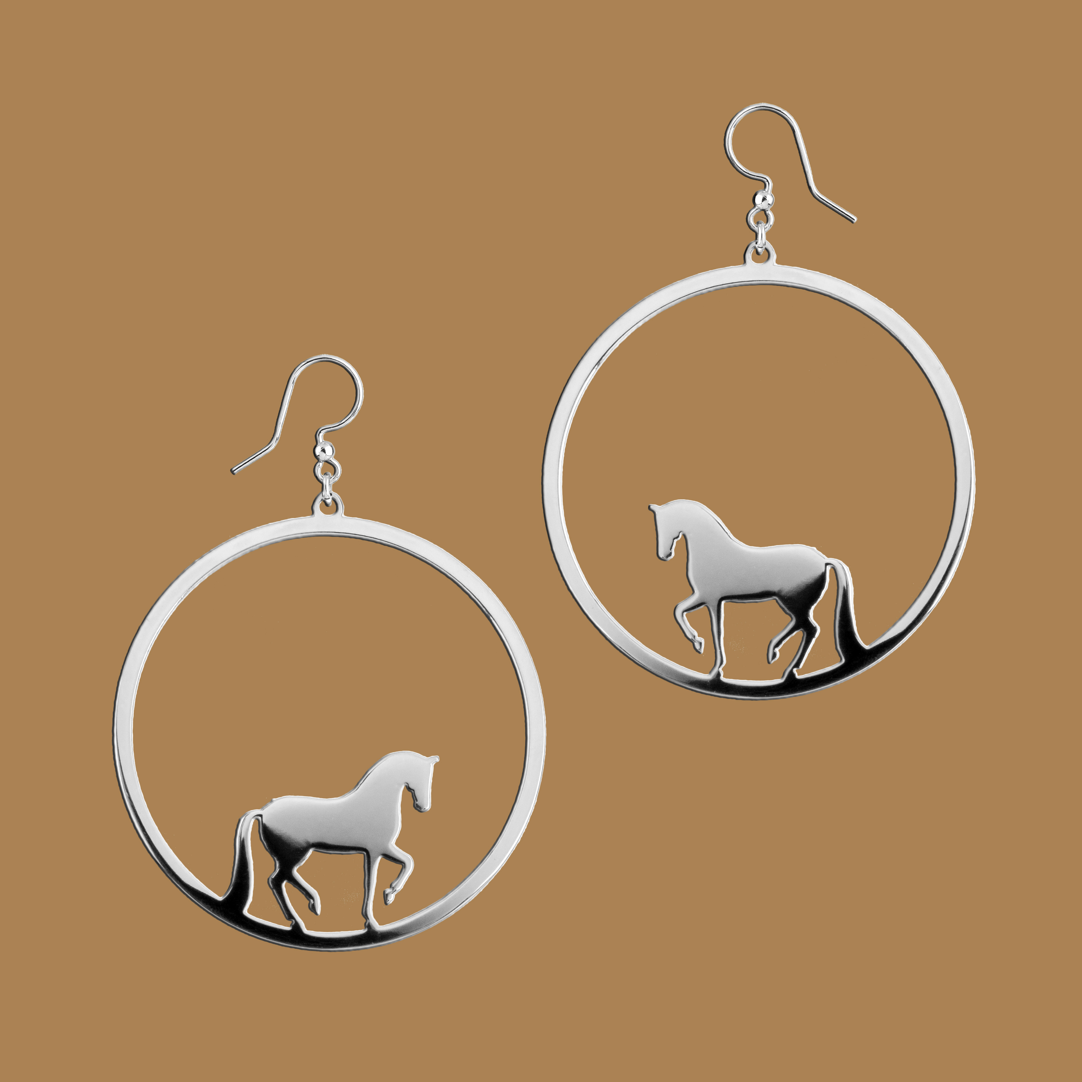Náušnice piaf - kôň kruh - 4cm